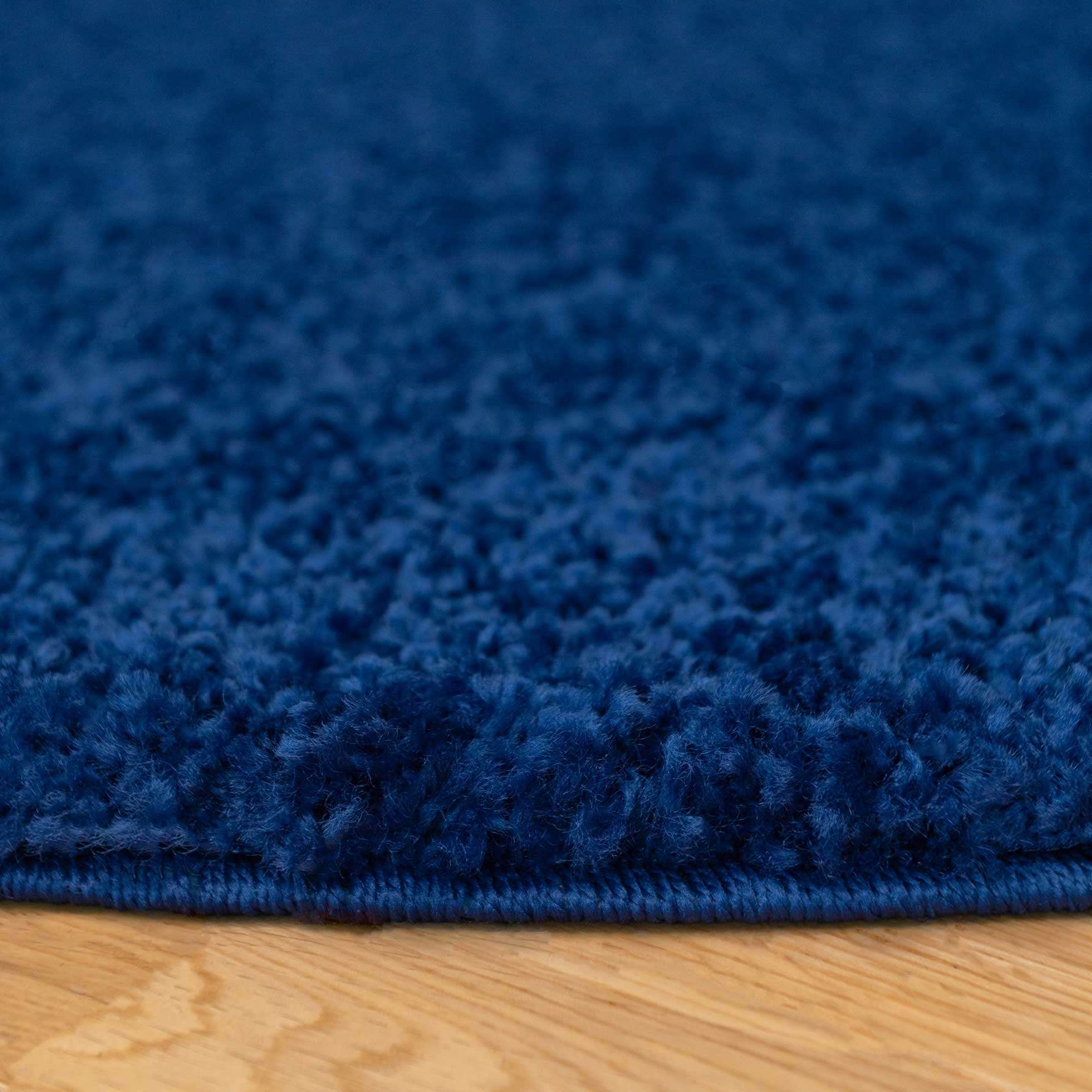 Navy Blue Shaggy Circle Rug