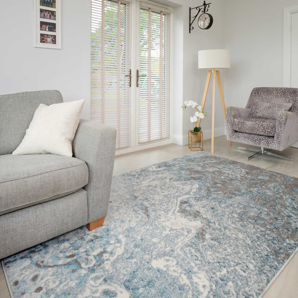 Modern Marble Light Blue Rug
