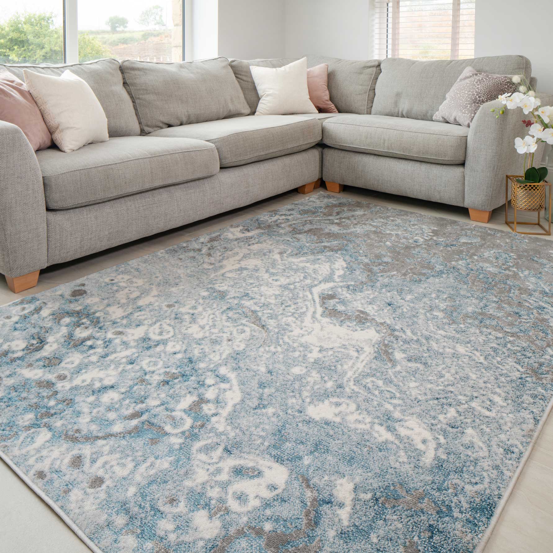Modern Marble Light Blue Rug