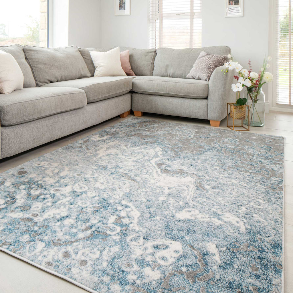 Modern Marble Light Blue Rug