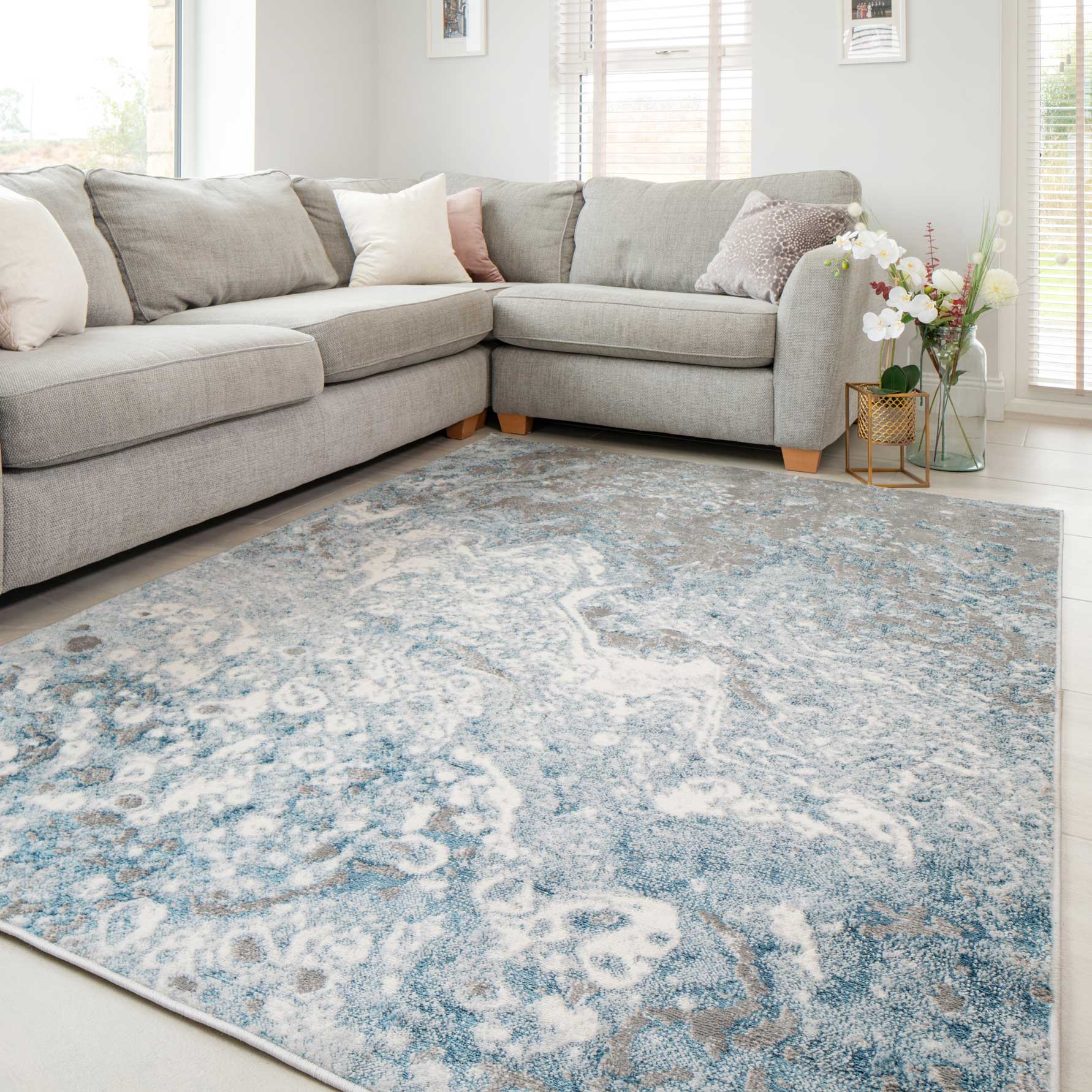 Modern Marble Light Blue Rug