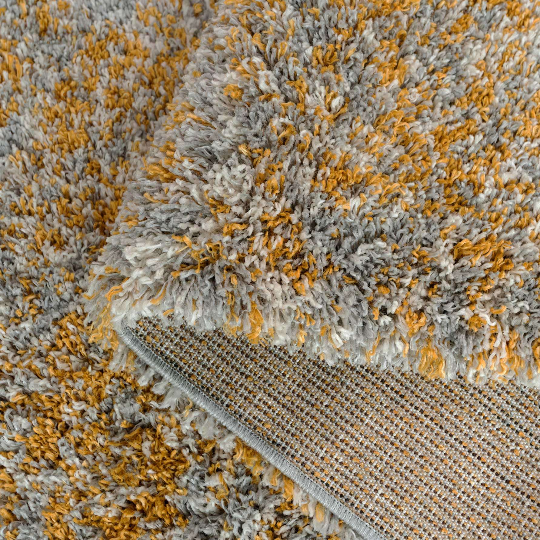 Soft Mottled Gold Grey Shaggy Area Rug