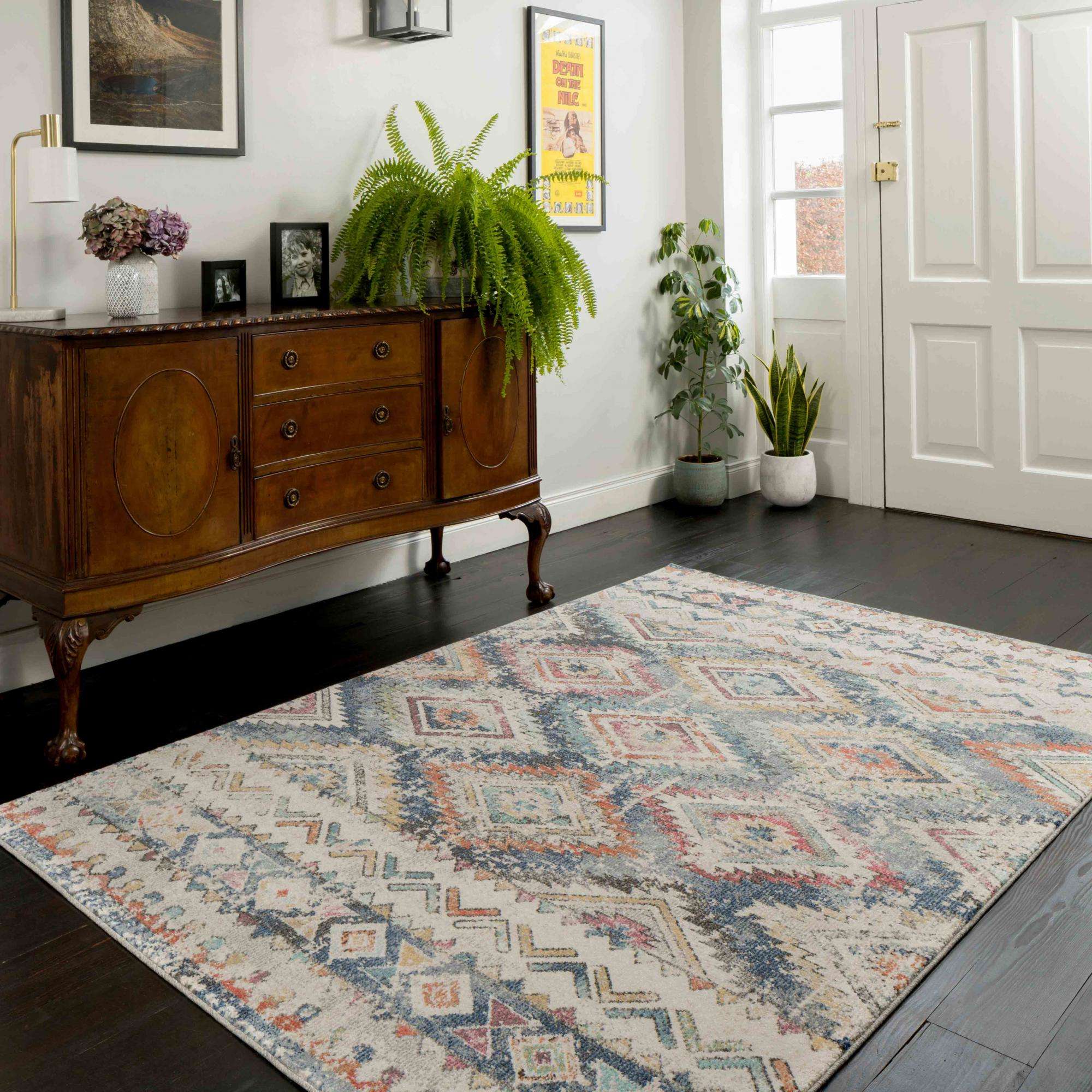 Soft Abstract Diamond Multicolour Living Room Rug - Chase