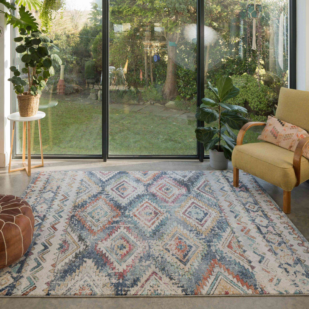 Soft Abstract Diamond Multicolour Living Room Rug - Chase