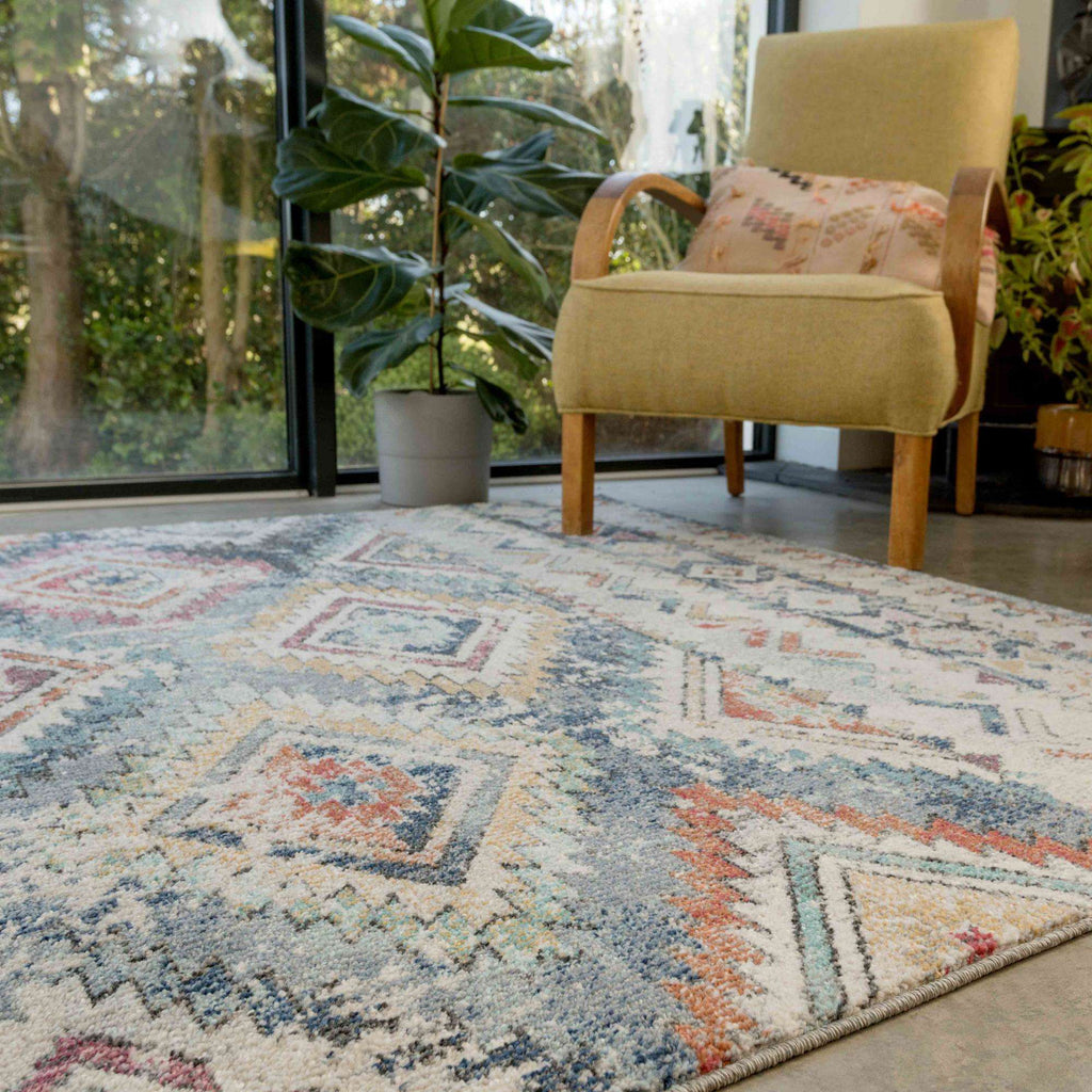 Soft Abstract Diamond Multicolour Living Room Rug - Chase