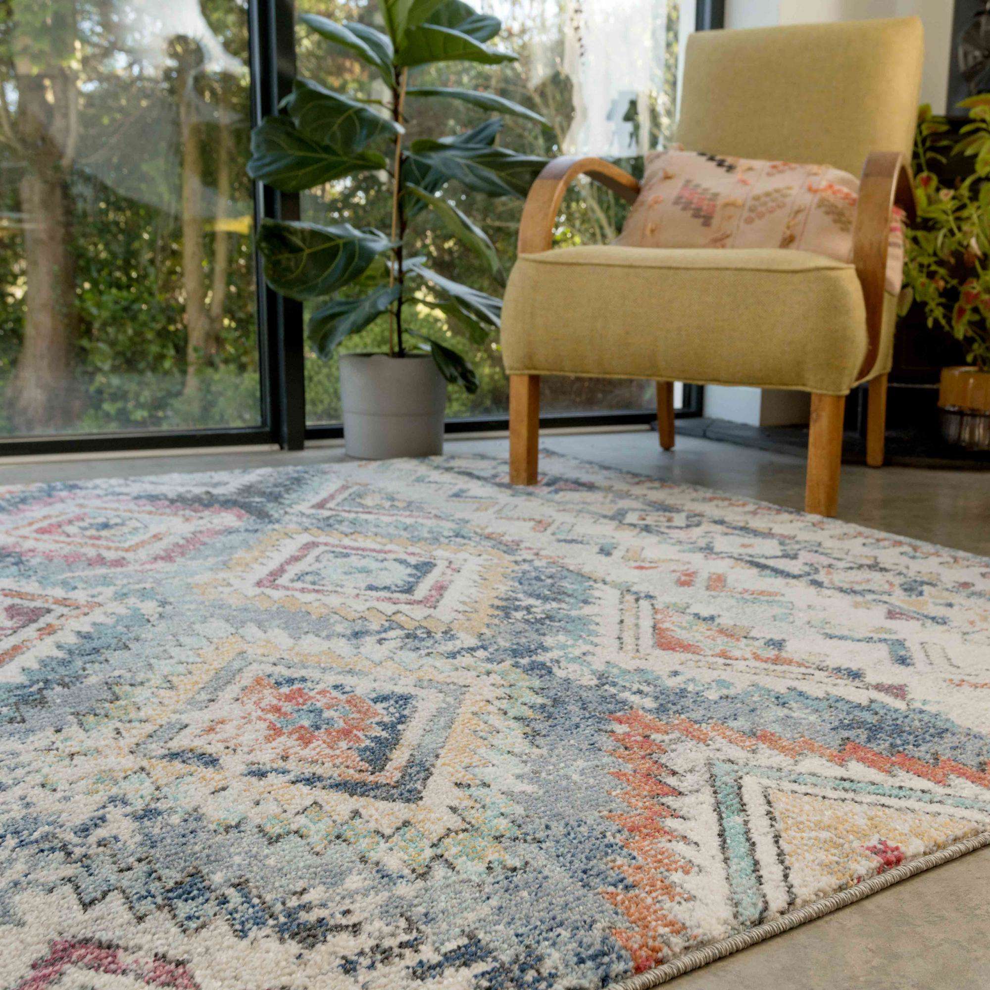 Soft Abstract Diamond Multicolour Living Room Rug - Chase