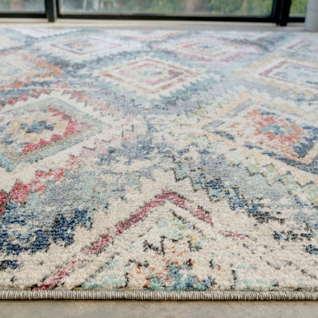 Soft Abstract Diamond Multicolour Living Room Rug - Chase