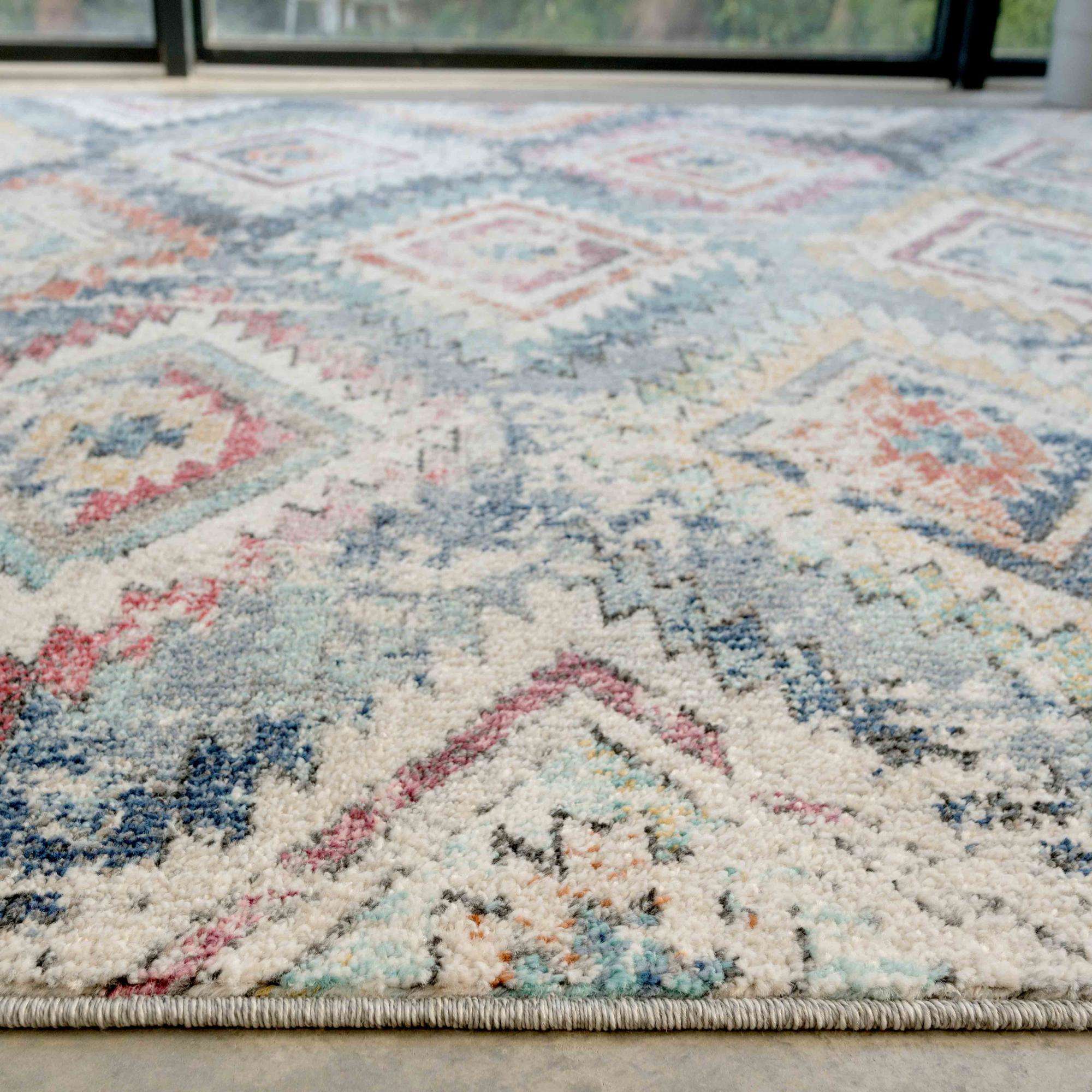 Soft Abstract Diamond Multicolour Living Room Rug - Chase