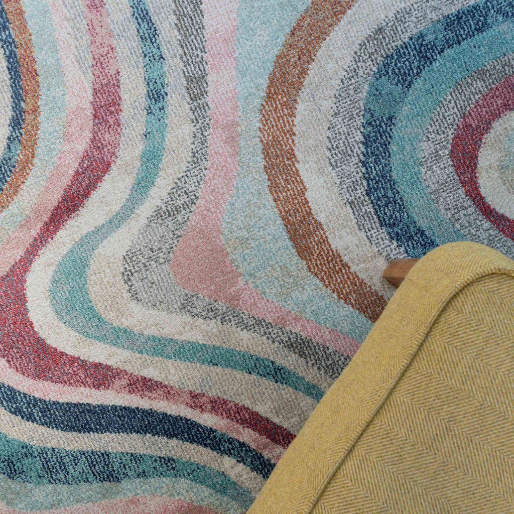 Soft Abstract Marbled Multicolour Living Room Rug - Matki