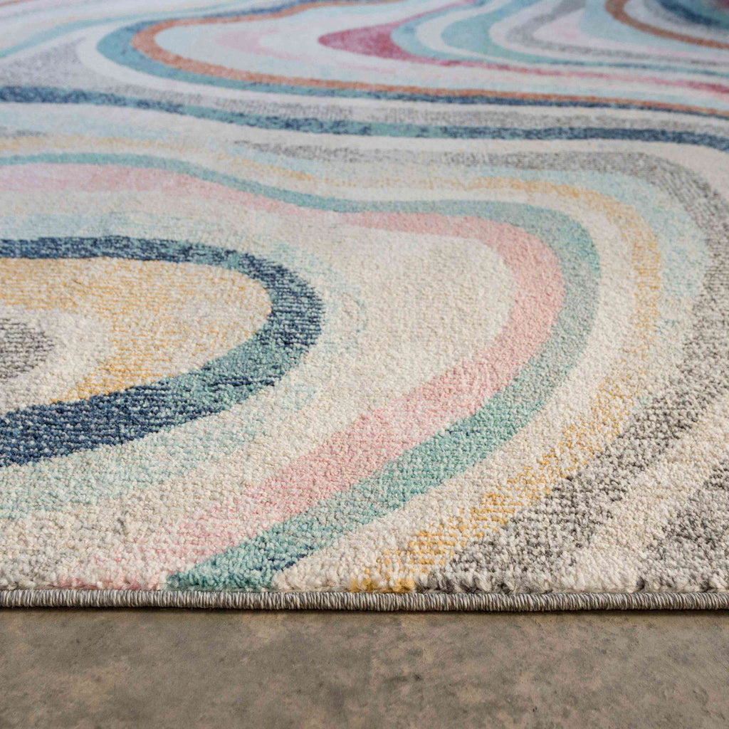 Soft Abstract Marbled Multicolour Living Room Rug - Matki