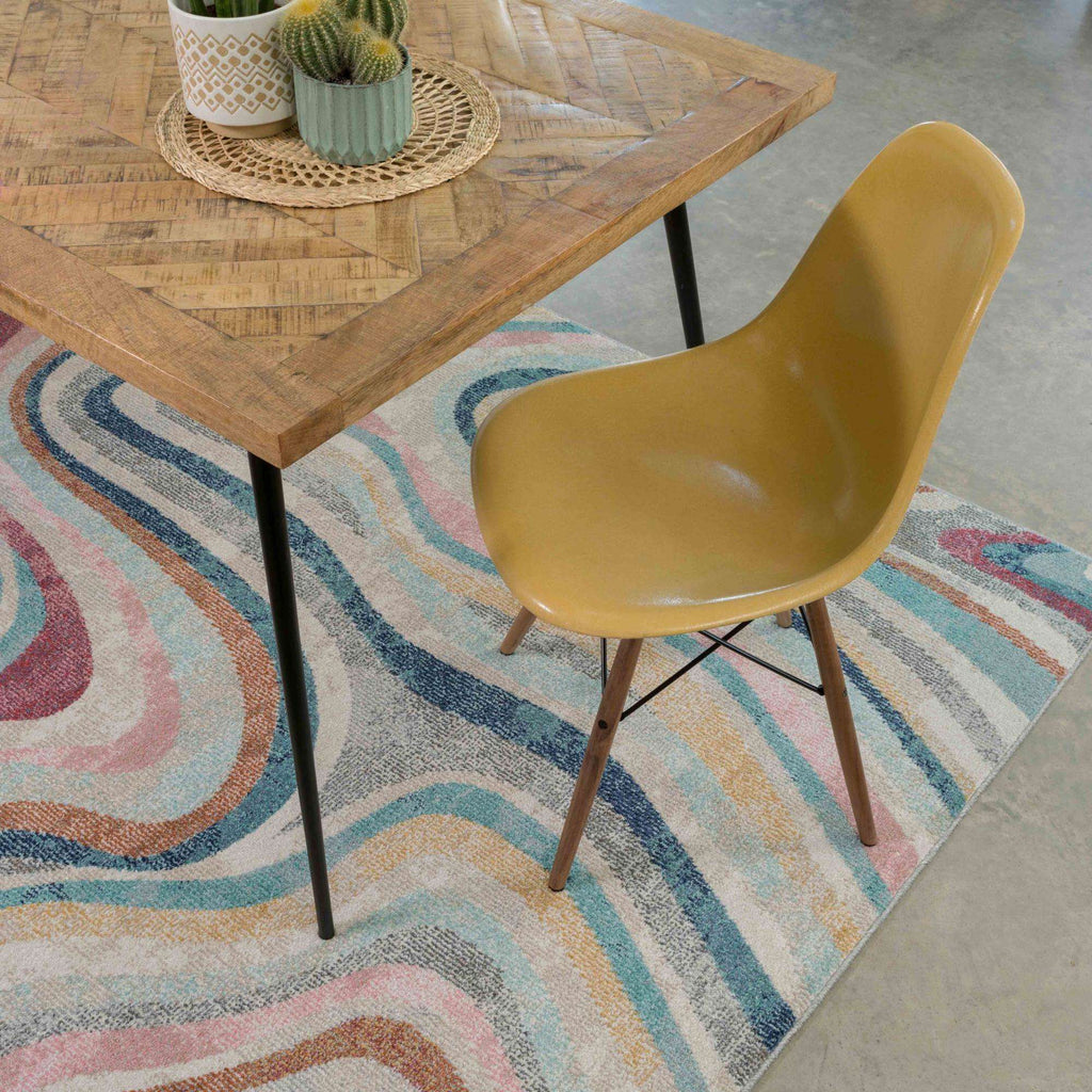 Soft Abstract Marbled Multicolour Living Room Rug - Matki