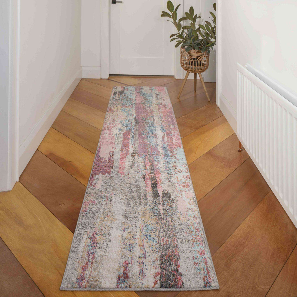 Soft Abstract Distressed Pink Living Room Rug - Wild