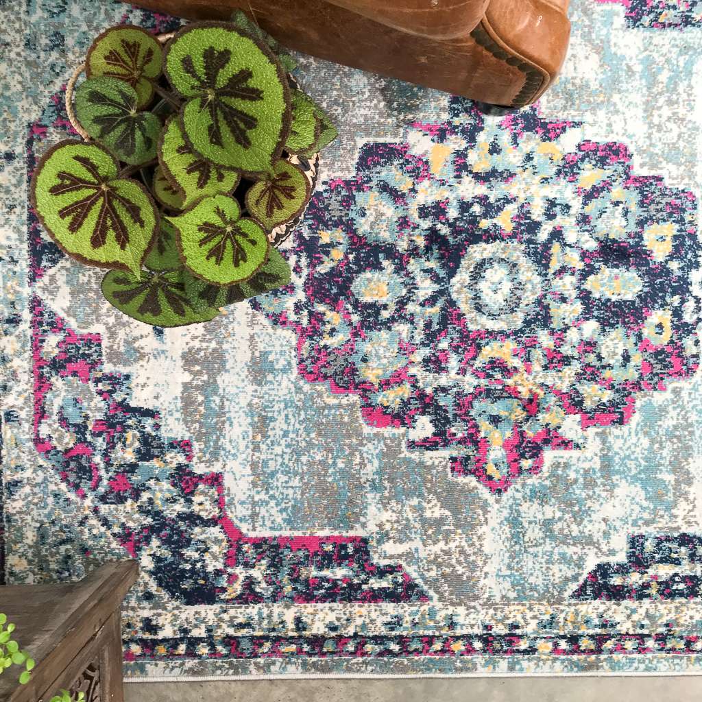 Faded Distressed Colourful Oriental Pattern Runner  Rug