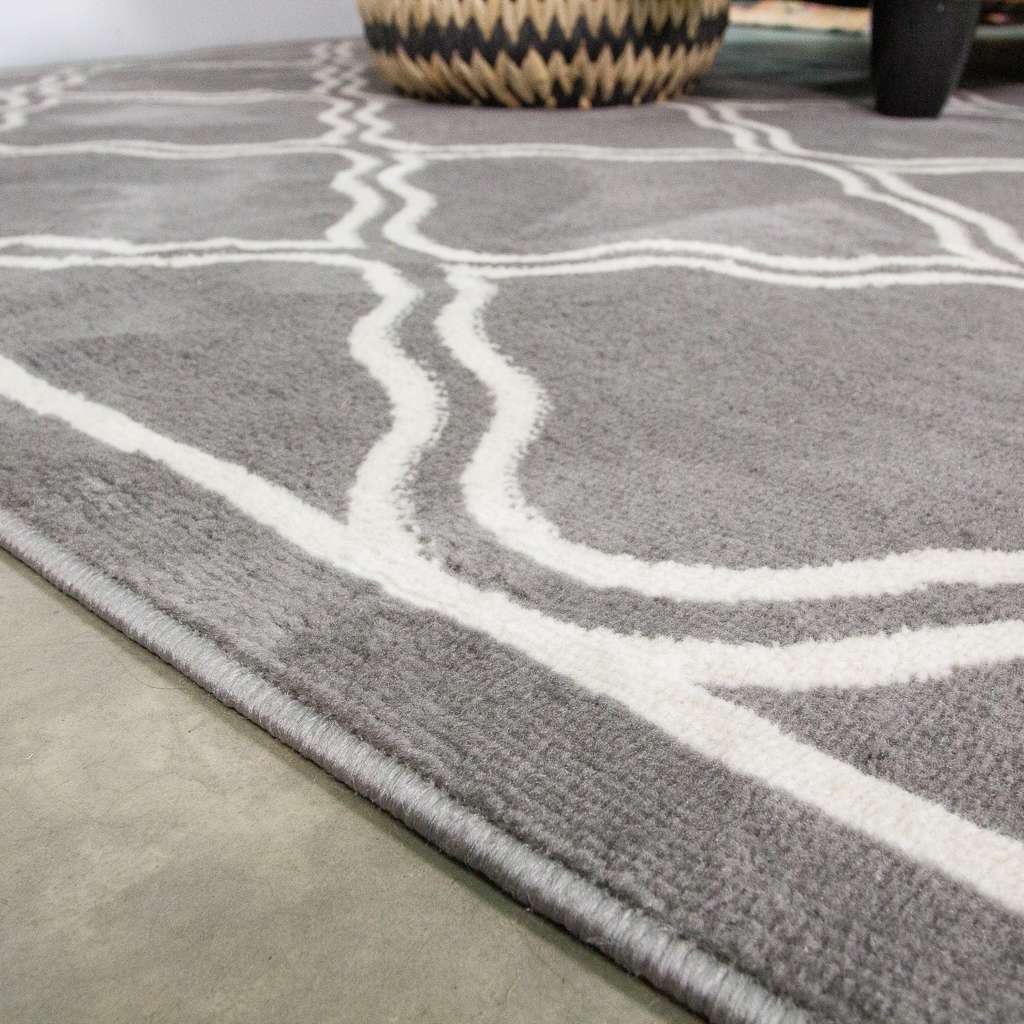 Dark Grey Trellis Living Room Rug