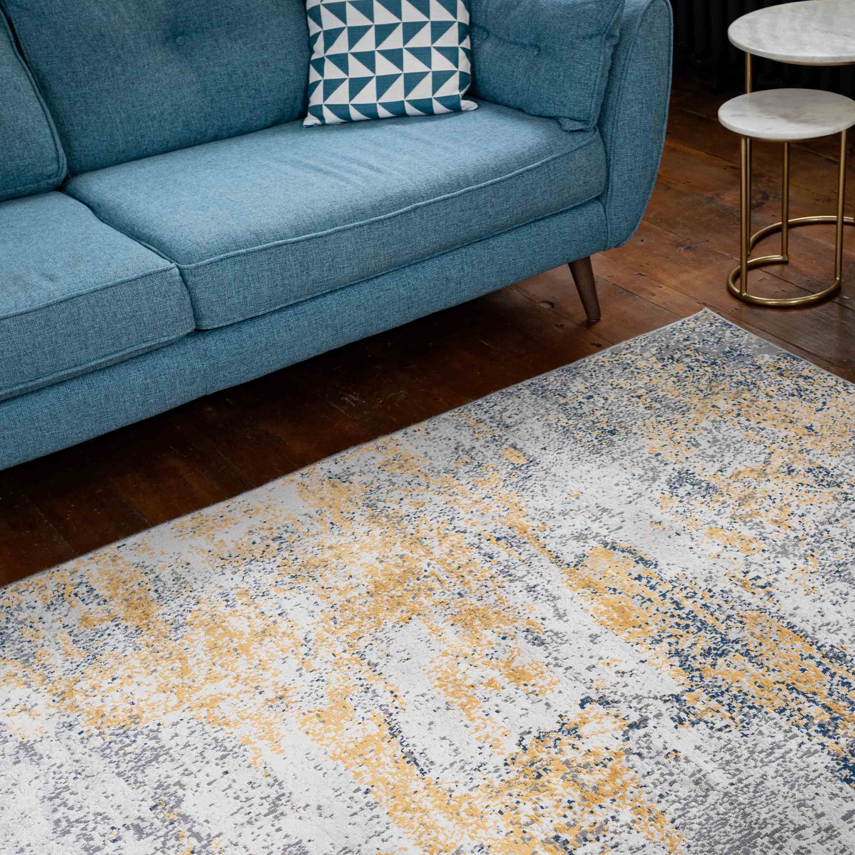 Distressed Ochre Yellow Pastel Soft Hall Runner Rug