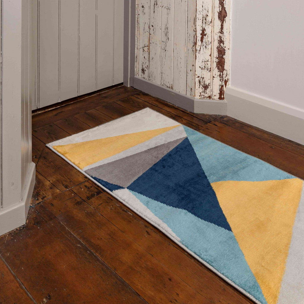 Blue Yellow Pastel Abstract Large Living Room Rugs