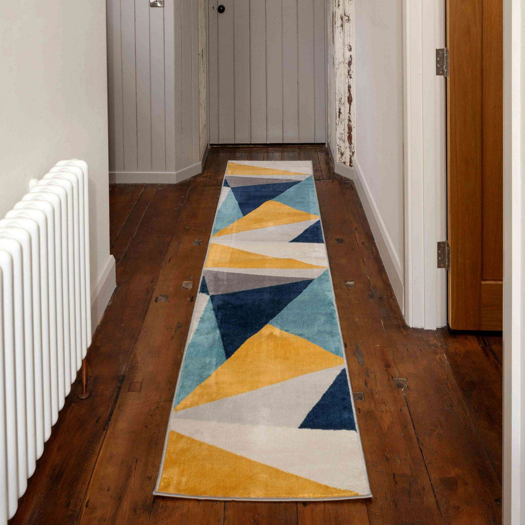 Blue Yellow Pastel Abstract Large Living Room Rugs