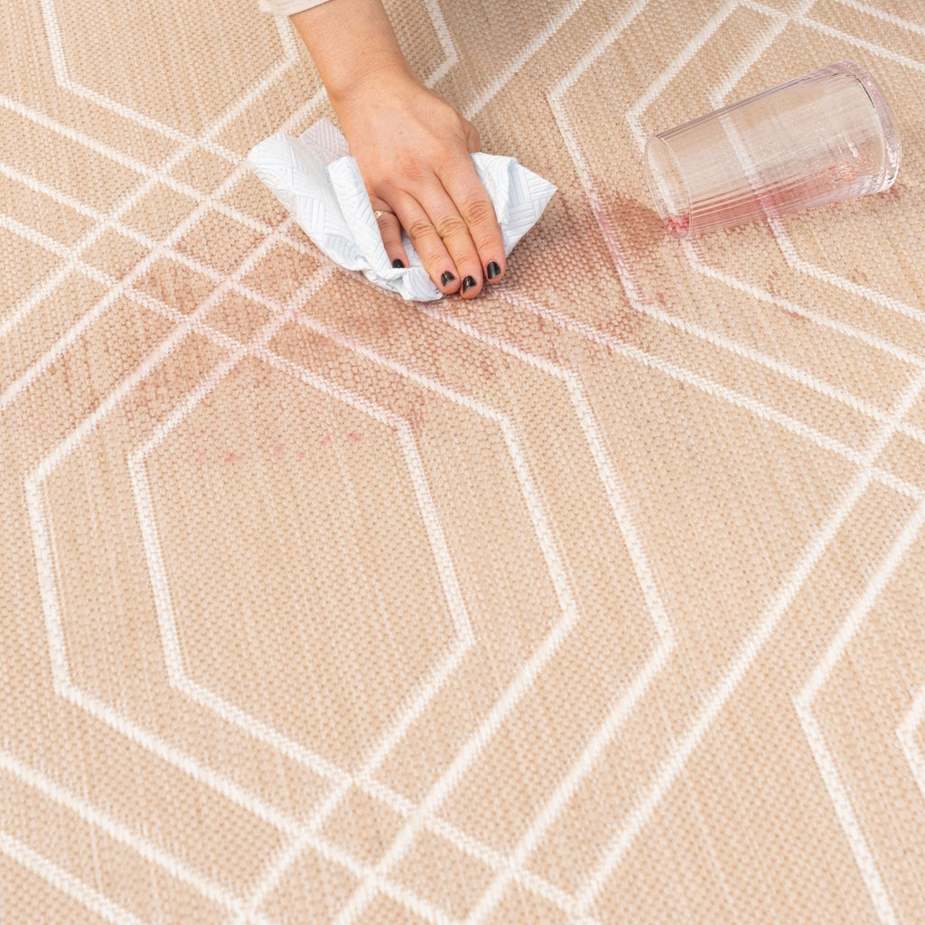 Cream Modern Geometric Outdoor Rug - Basata