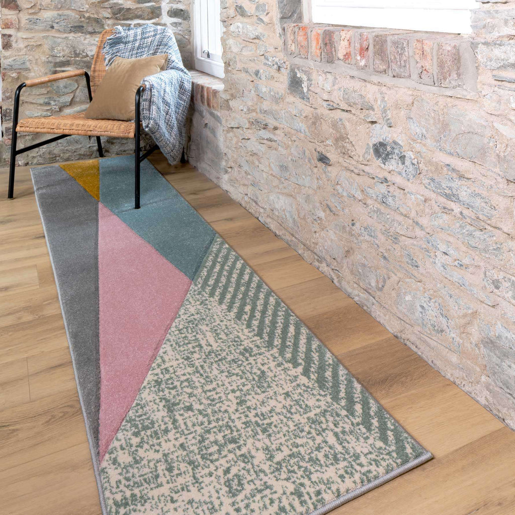 Multicoloured Pastel Abstract Runner Rug