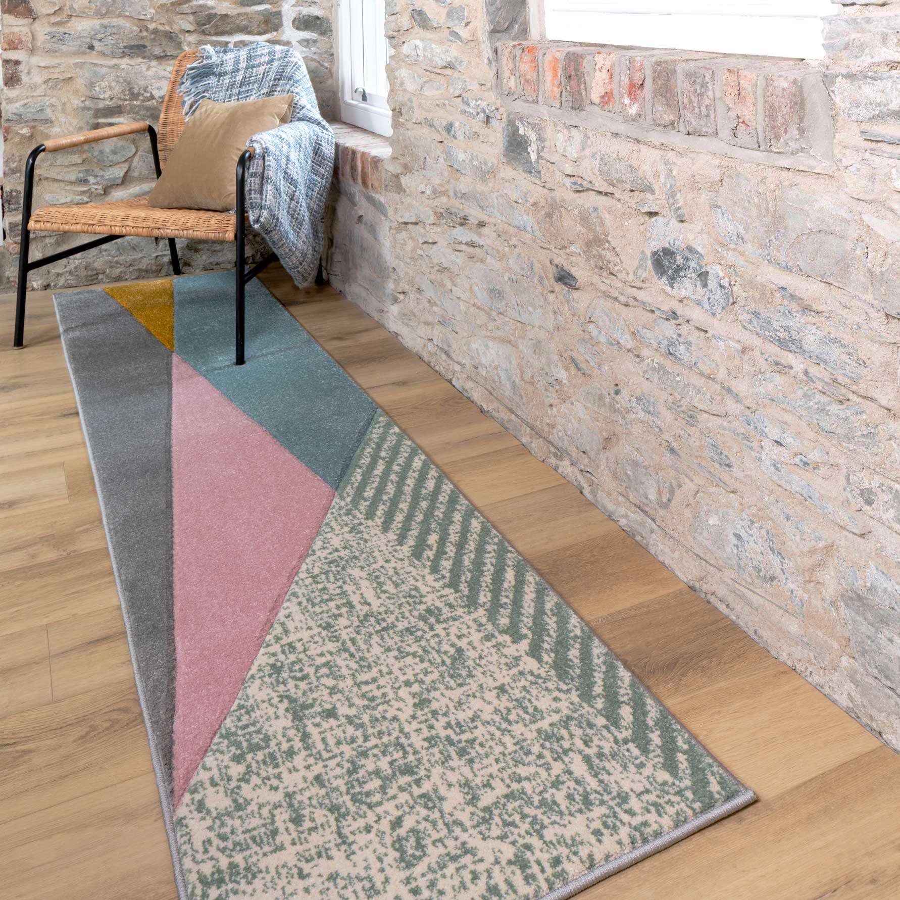 Multicoloured Pastel Abstract Runner Rug