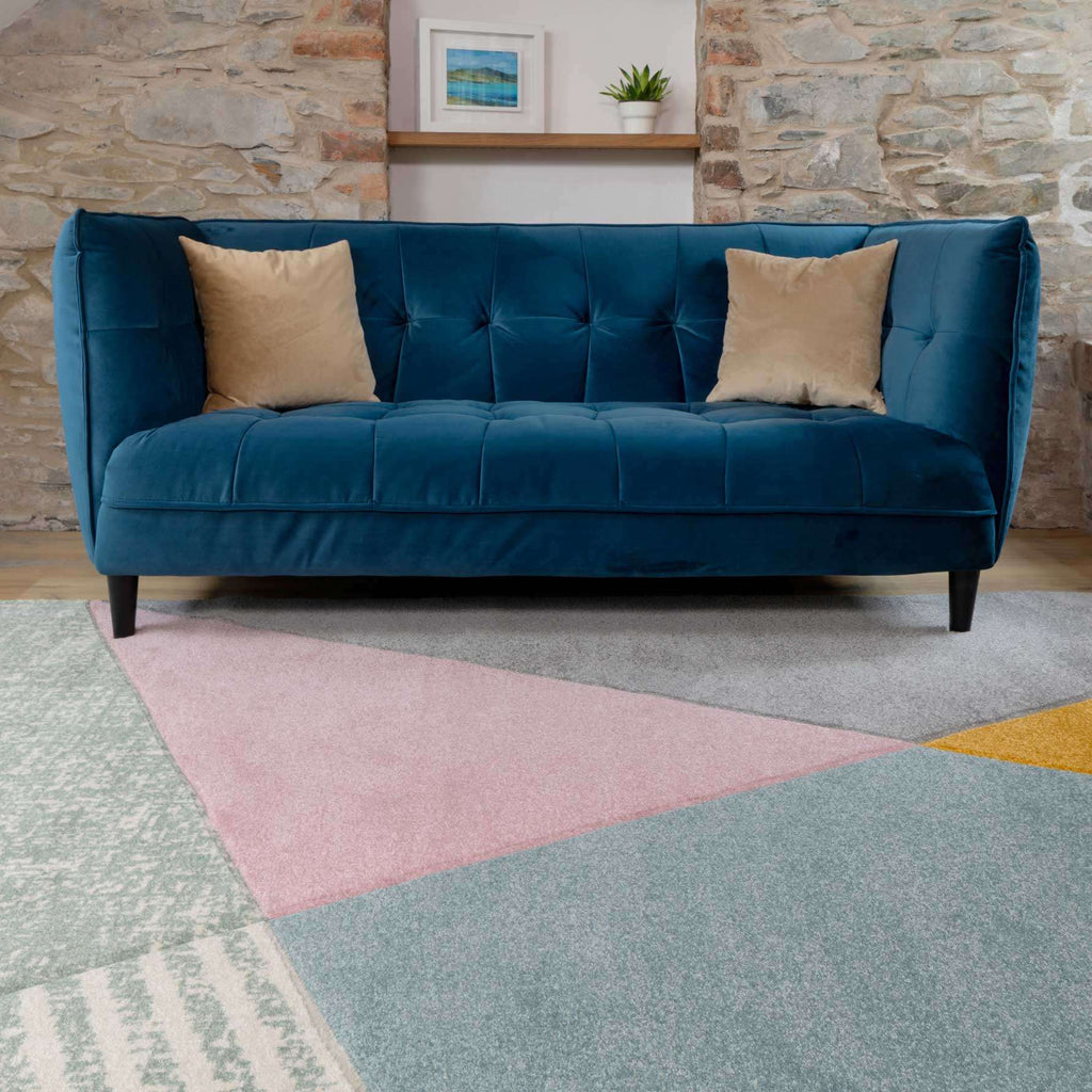 Multicoloured Pastel Abstract Runner Rug