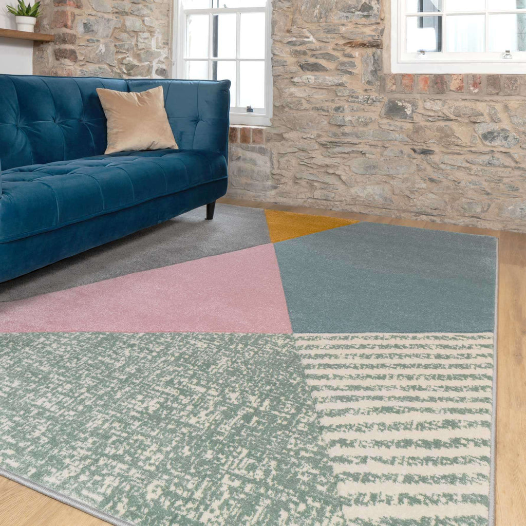 Multicoloured Pastel Abstract Runner Rug