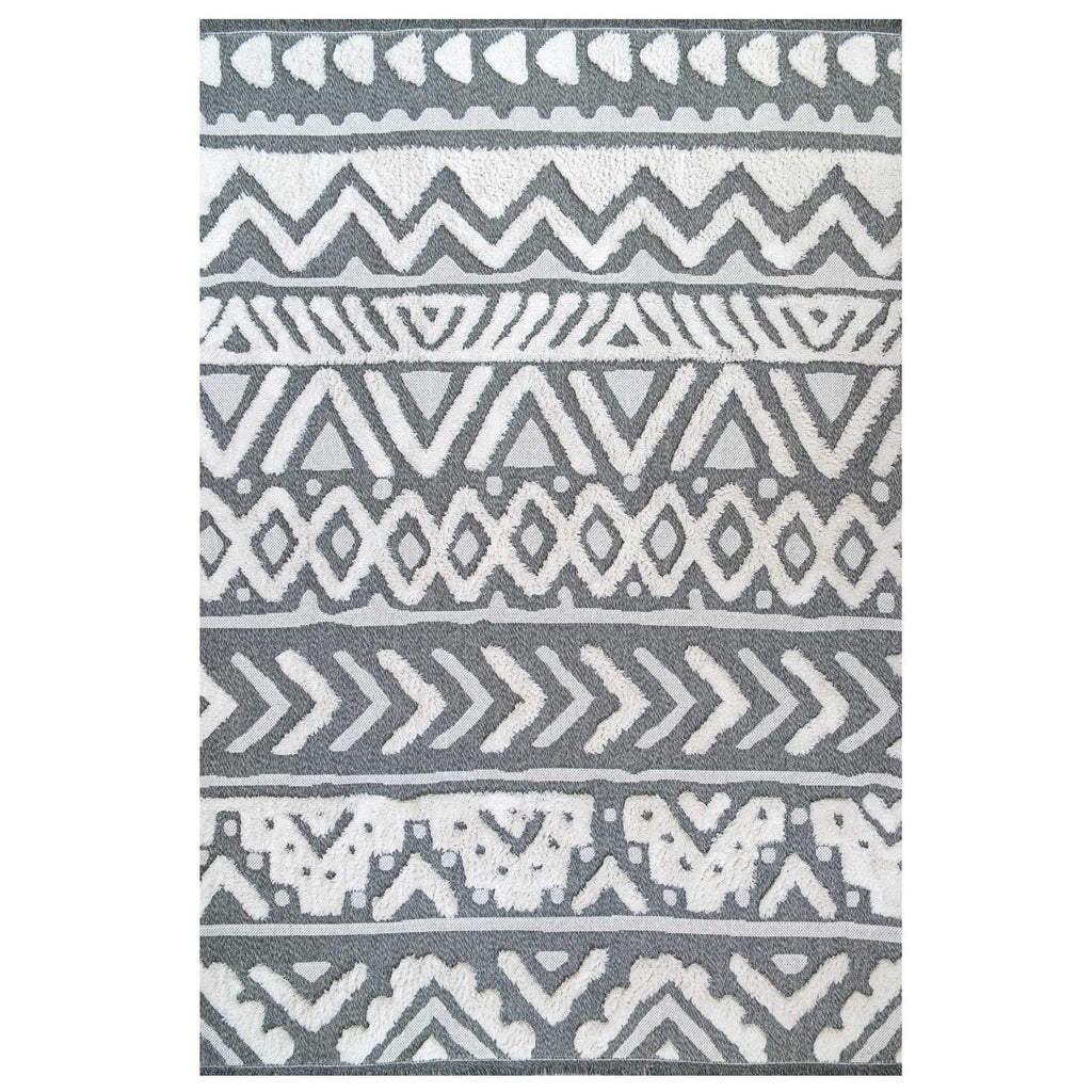 Grey Tribal Soft Tufted Sustainable Rug - Rafati