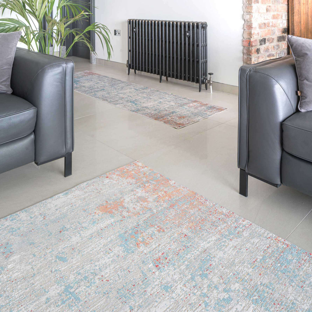 Blue Terracotta Abstract Canvas Area Rug - Rebel