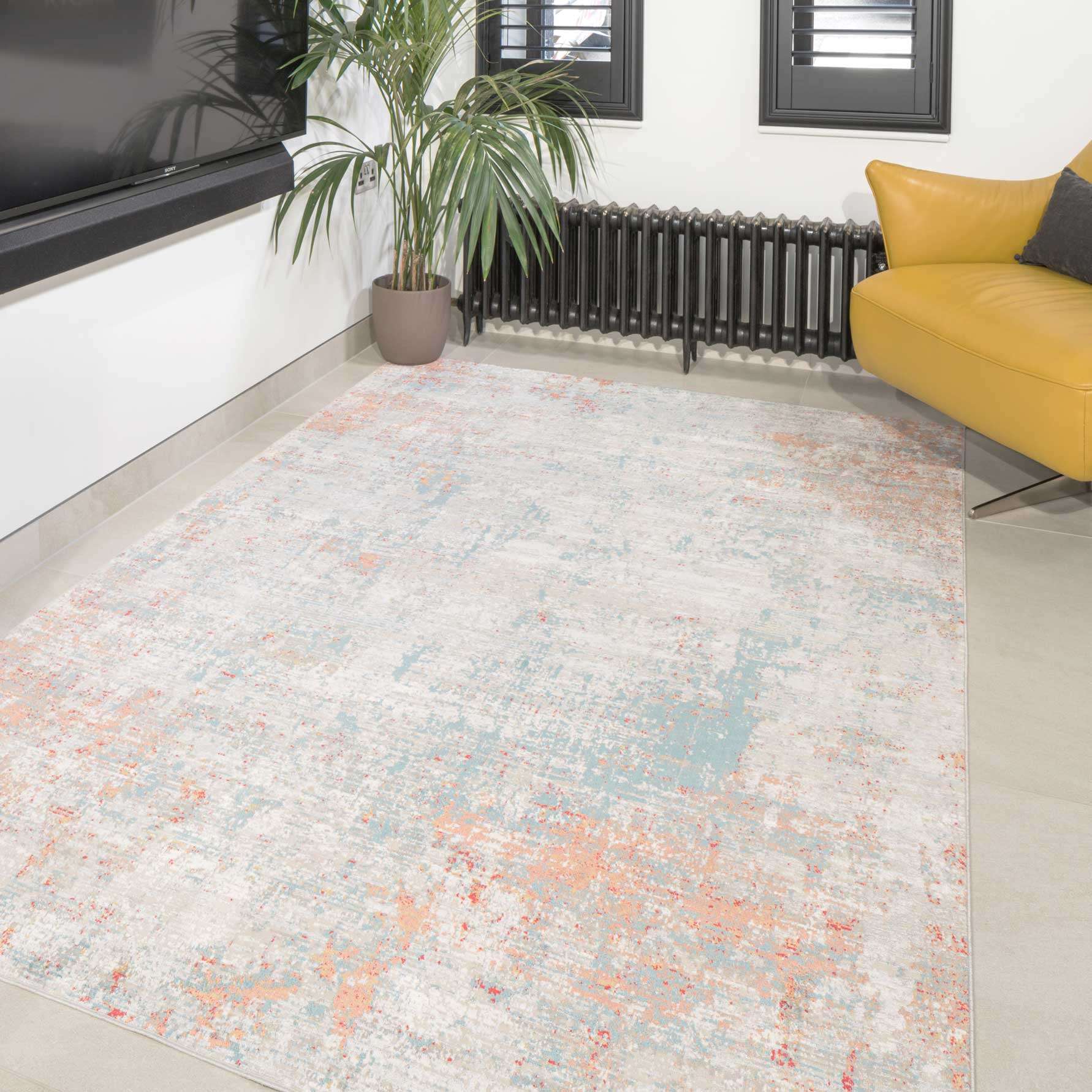 Blue Terracotta Abstract Canvas Area Rug - Rebel
