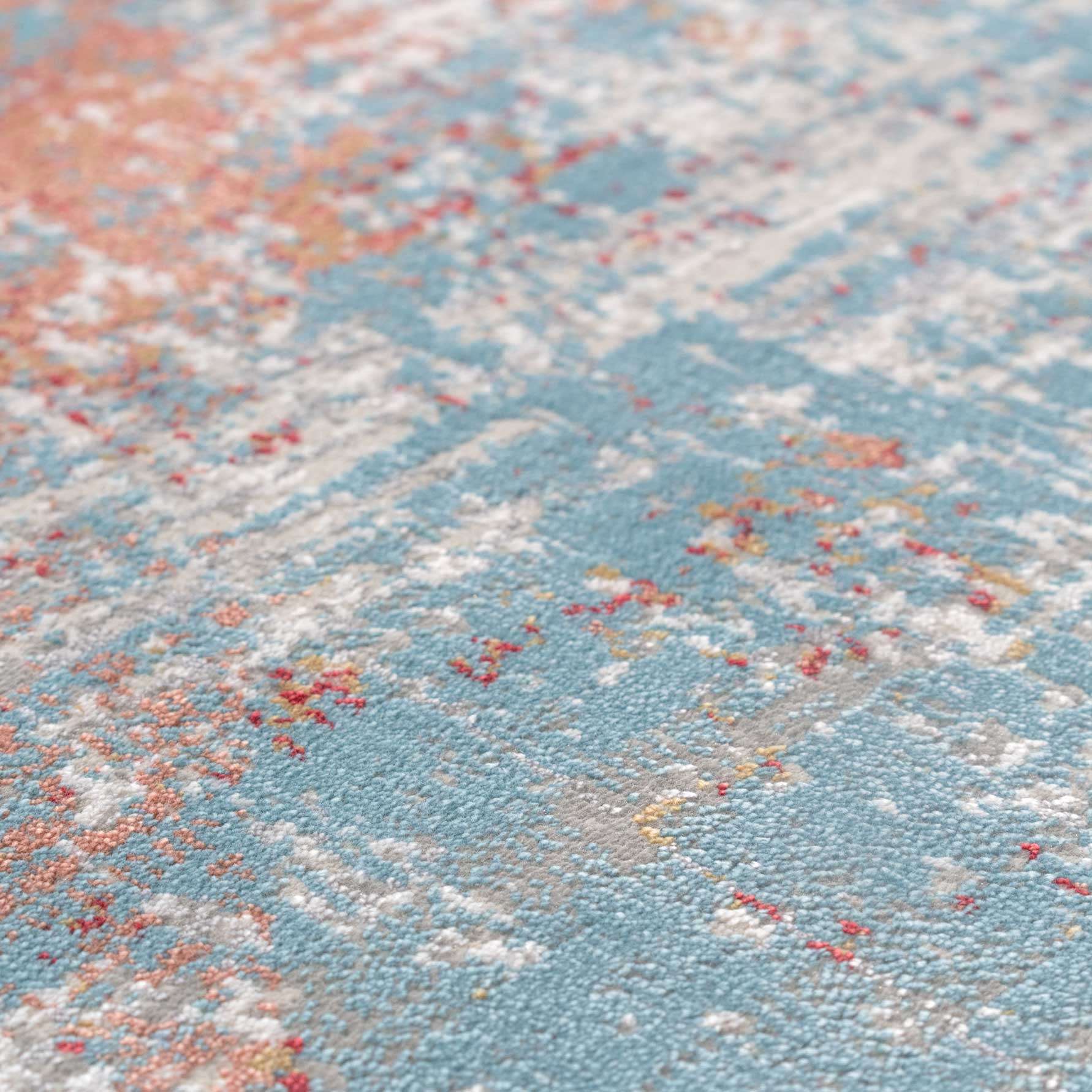 Blue Terracotta Abstract Canvas Area Rug - Rebel