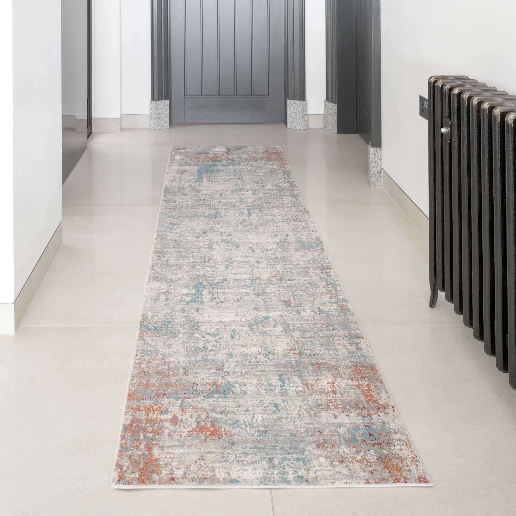 Blue Terracotta Abstract Canvas Area Rug - Rebel