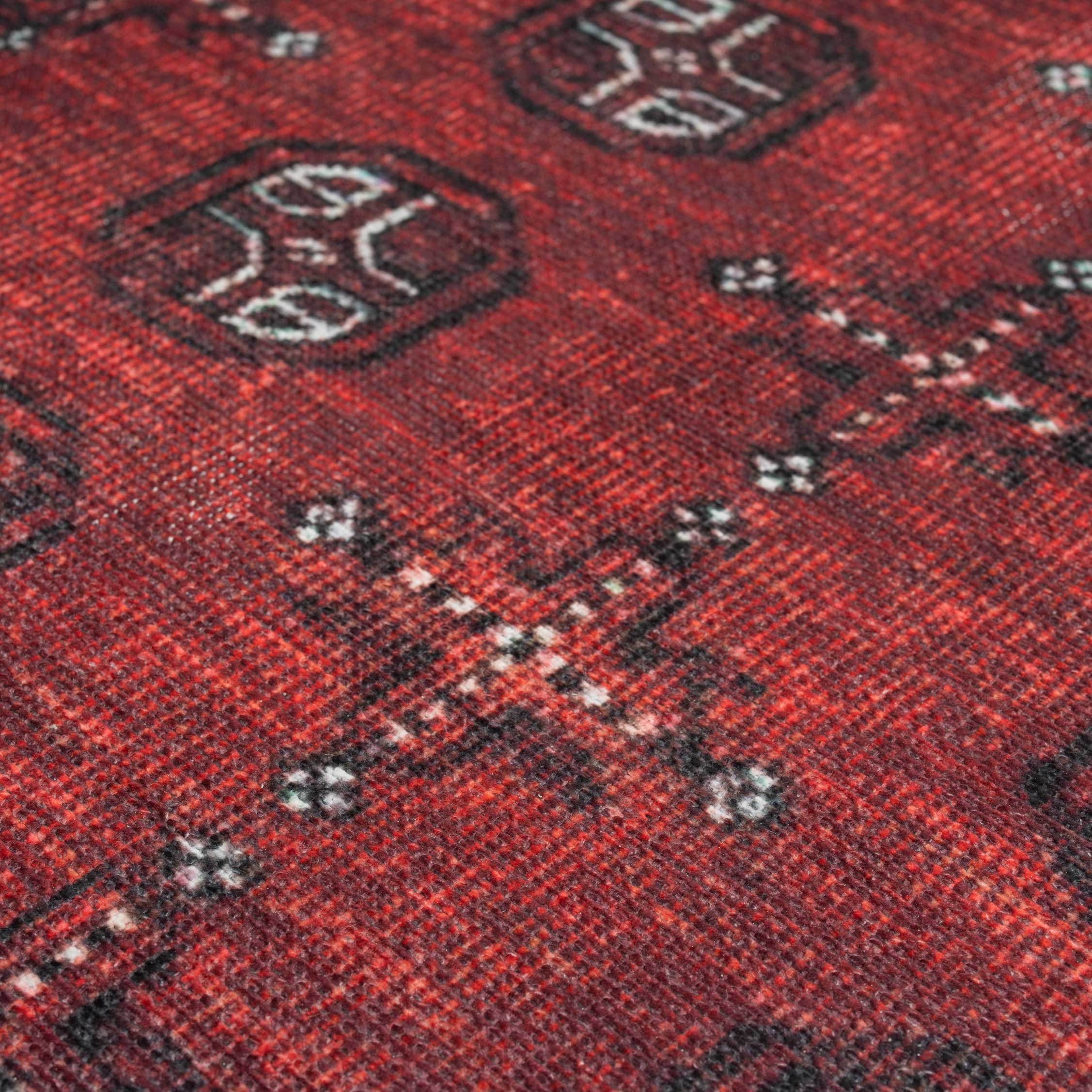 Flatwoven Washable Traditional Red Oriental Rug - Bannon
