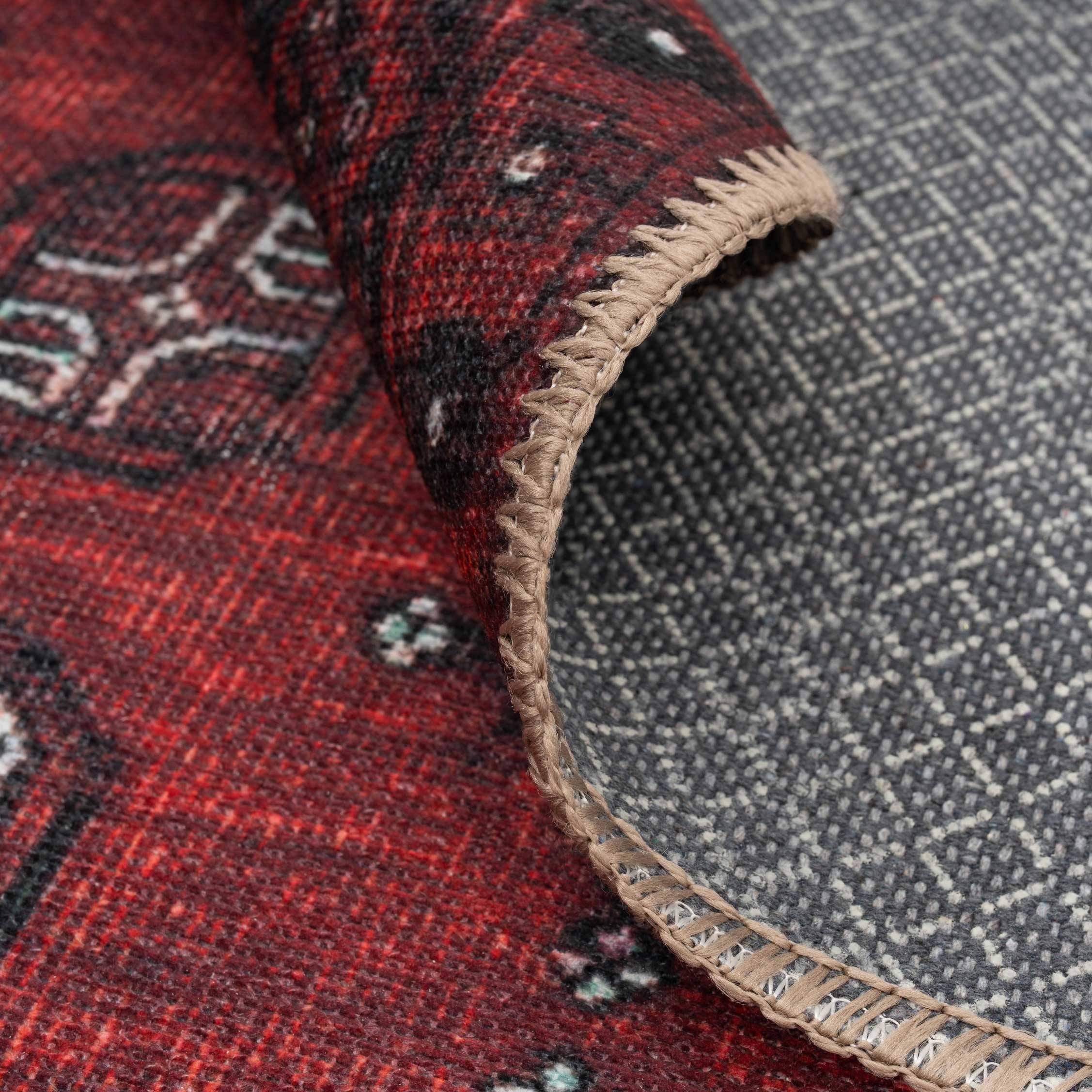 Flatwoven Washable Traditional Red Oriental Rug - Bannon