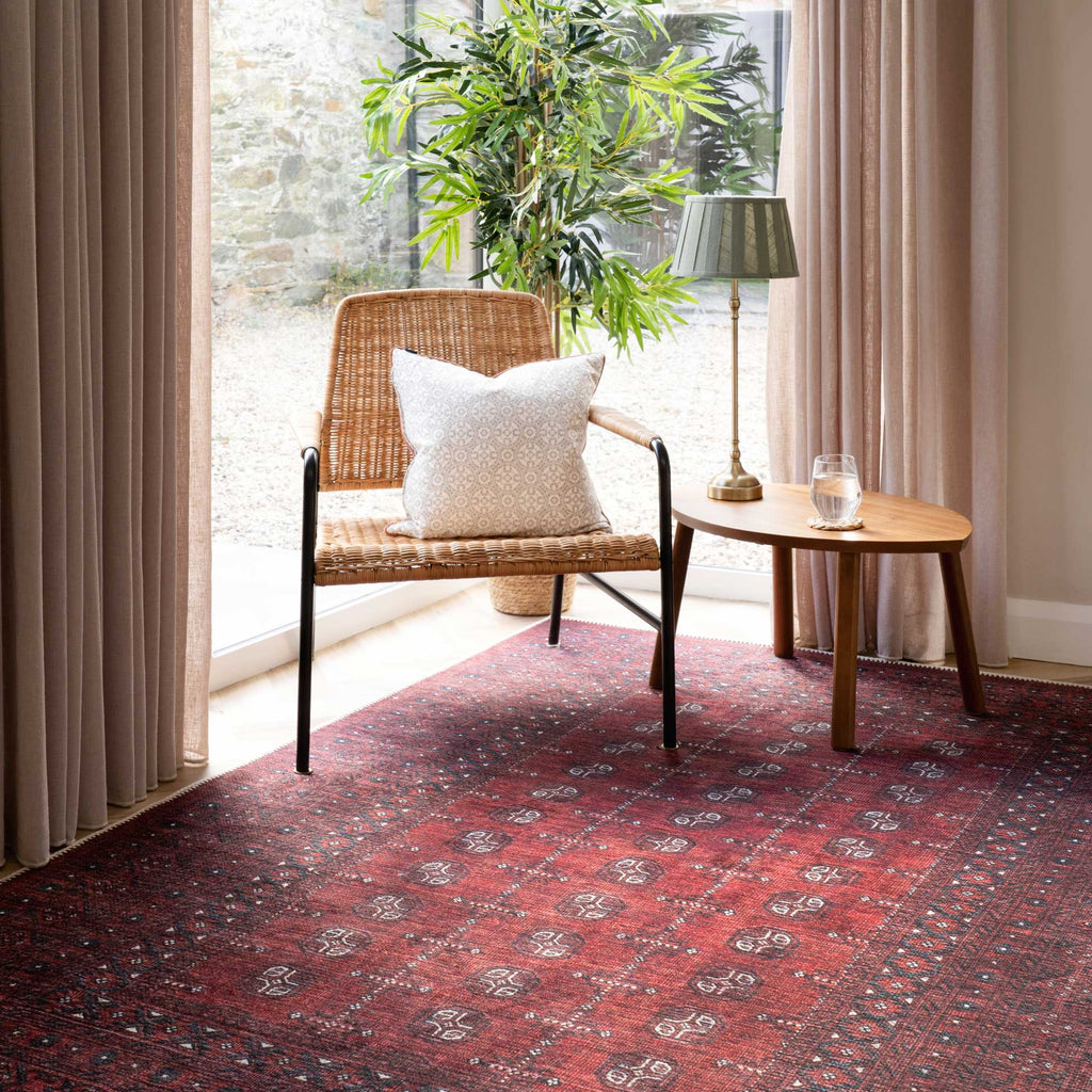 Flatwoven Washable Traditional Red Oriental Runner - Bannon