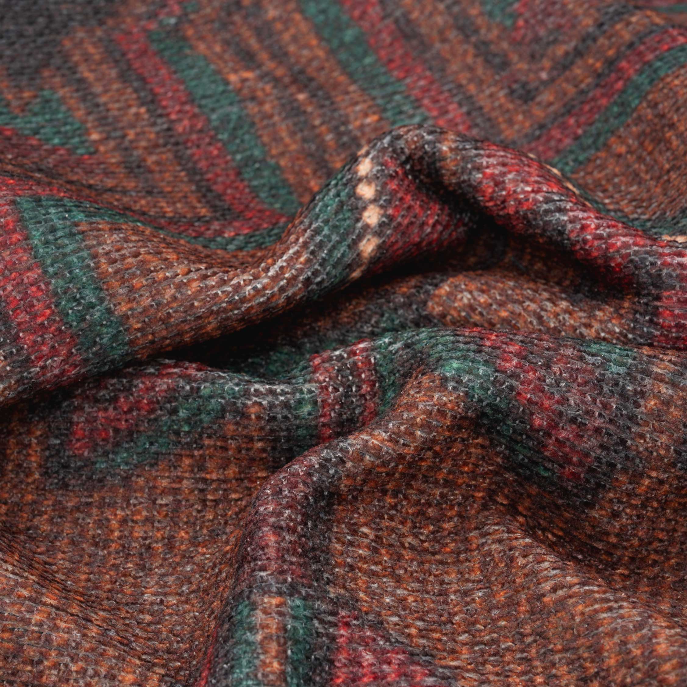 Flatwoven Washable Distressed Brown Runner  - Caris