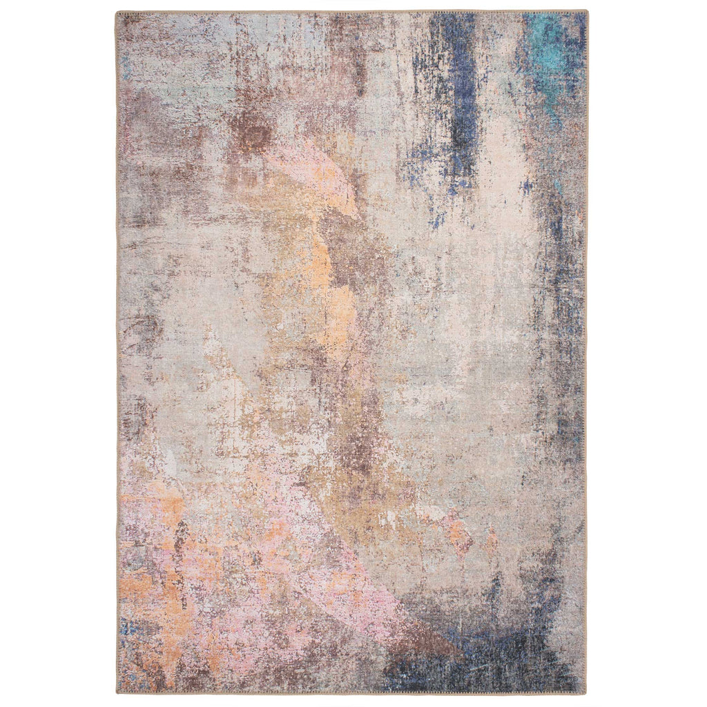 Flatwoven Washable Distressed Multicolour Area Rug - Carrie