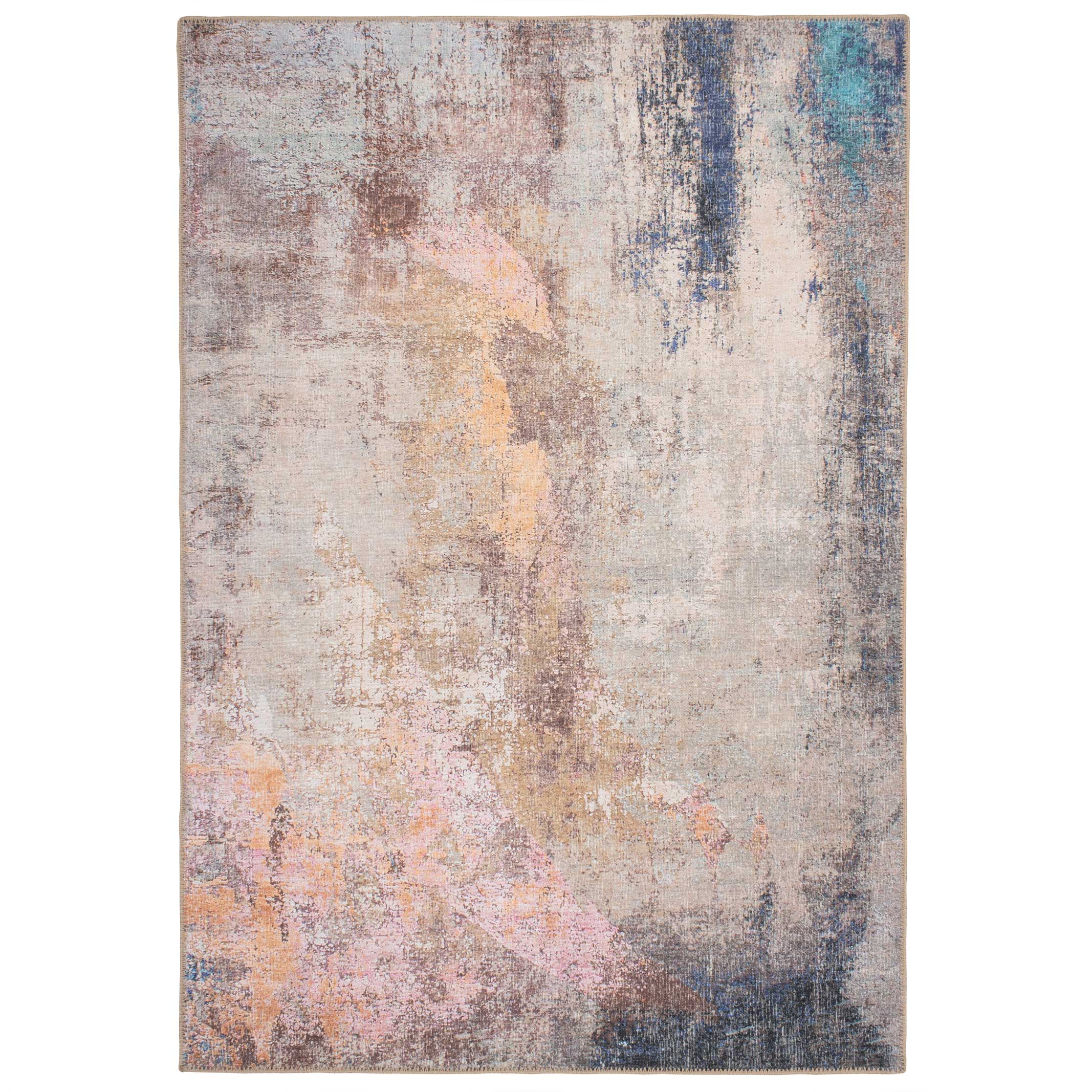 Flatwoven Washable Distressed Multicolour Area Rug - Carrie