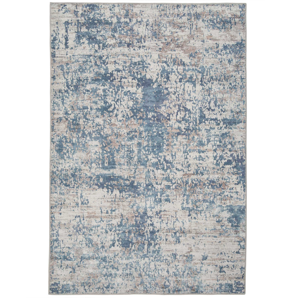 Flatwoven Washable Distressed Blue Area Rug - Dash