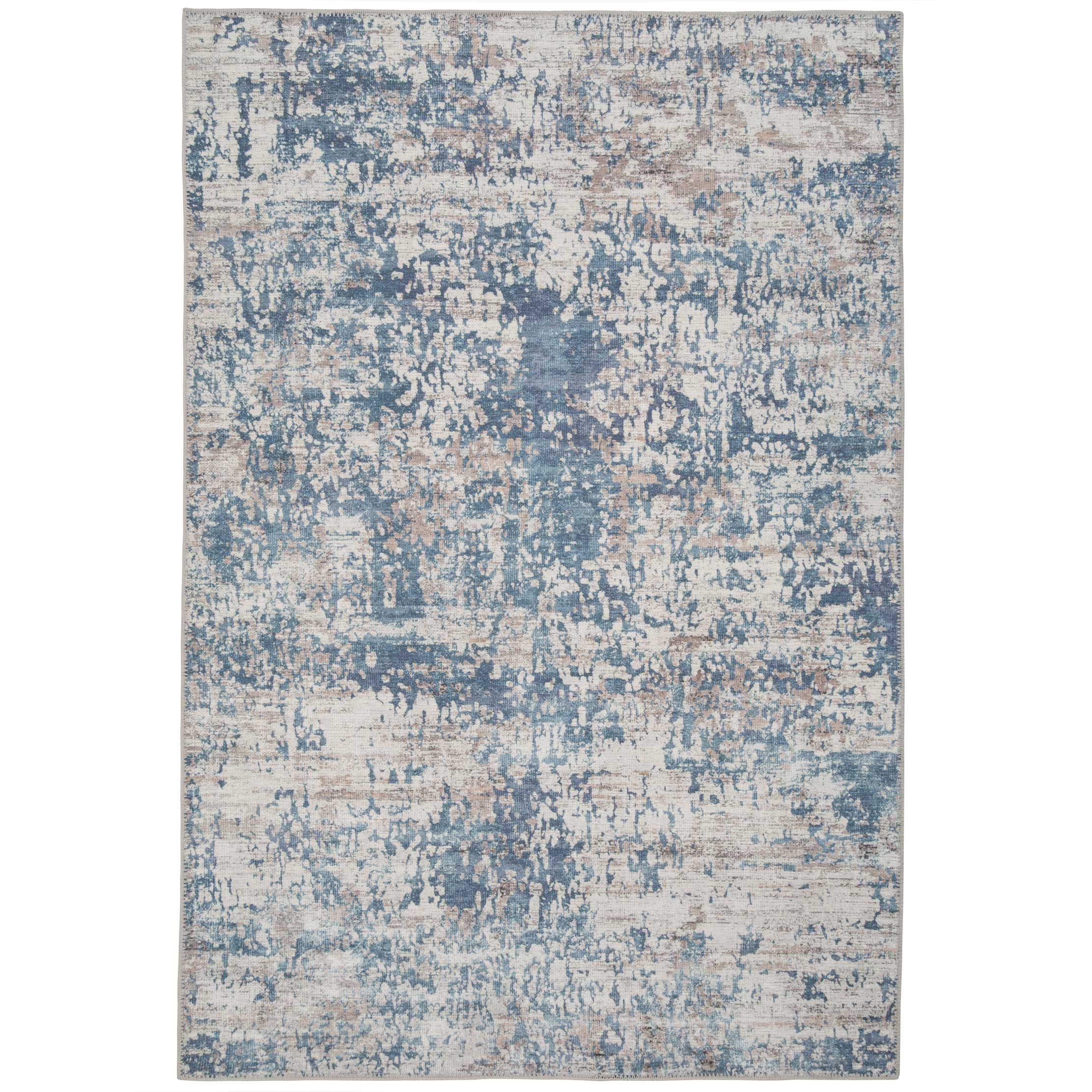 Flatwoven Washable Distressed Blue Area Rug - Dash