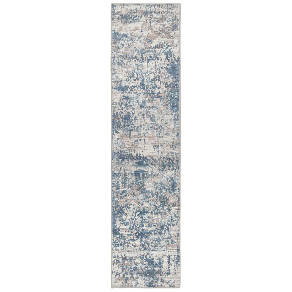 Flatwoven Washable Distressed Blue Runner - Dash