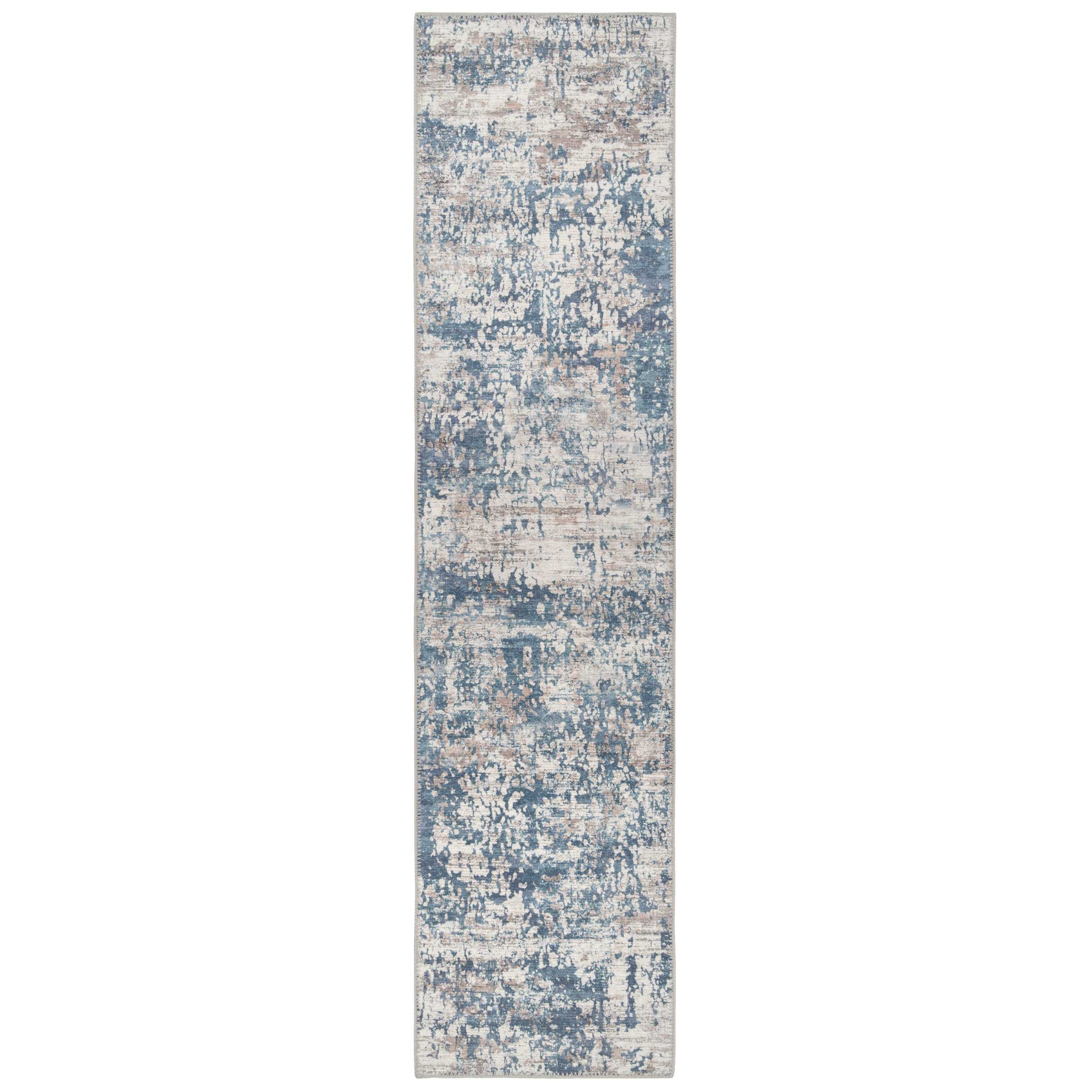 Flatwoven Washable Distressed Blue Runner - Dash