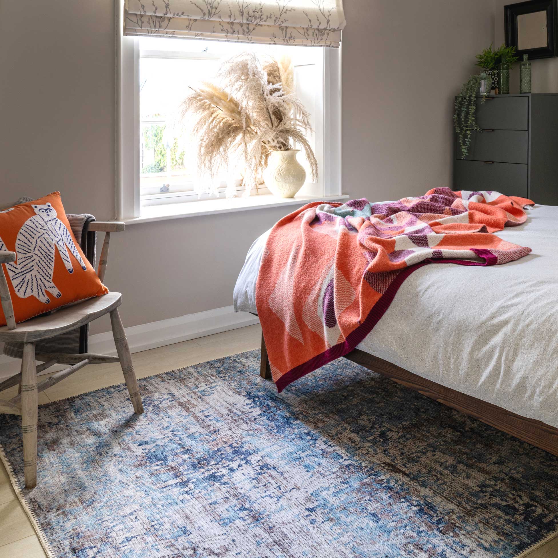 Flatwoven Washable Distressed Blue Runner - Dash