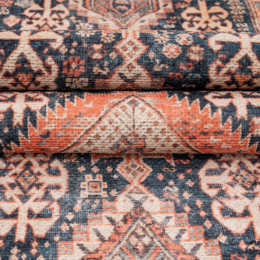 Flatwoven Washable Terracotta Distressed Boho Rug - Perla