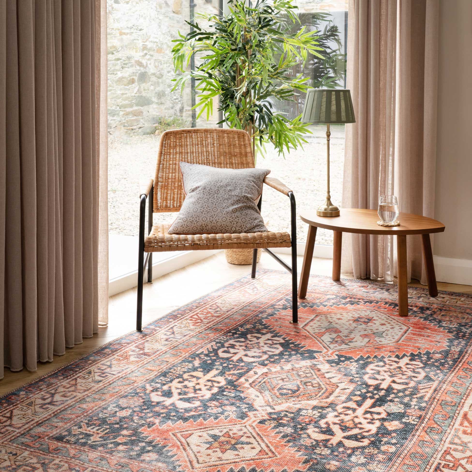 Flatwoven Washable Terracotta Boho Runner - Perla