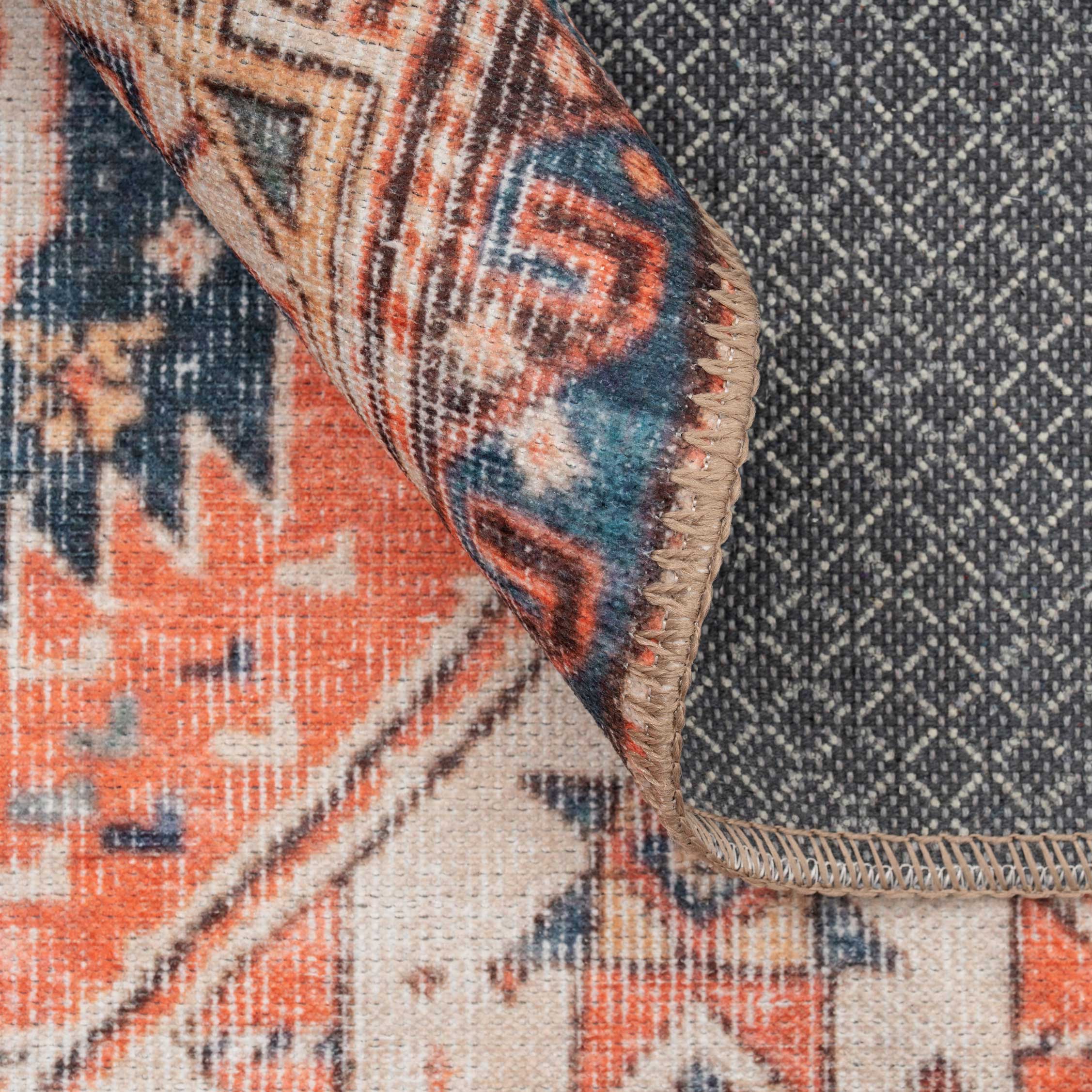 Flatwoven Washable Terracotta Boho Runner - Perla