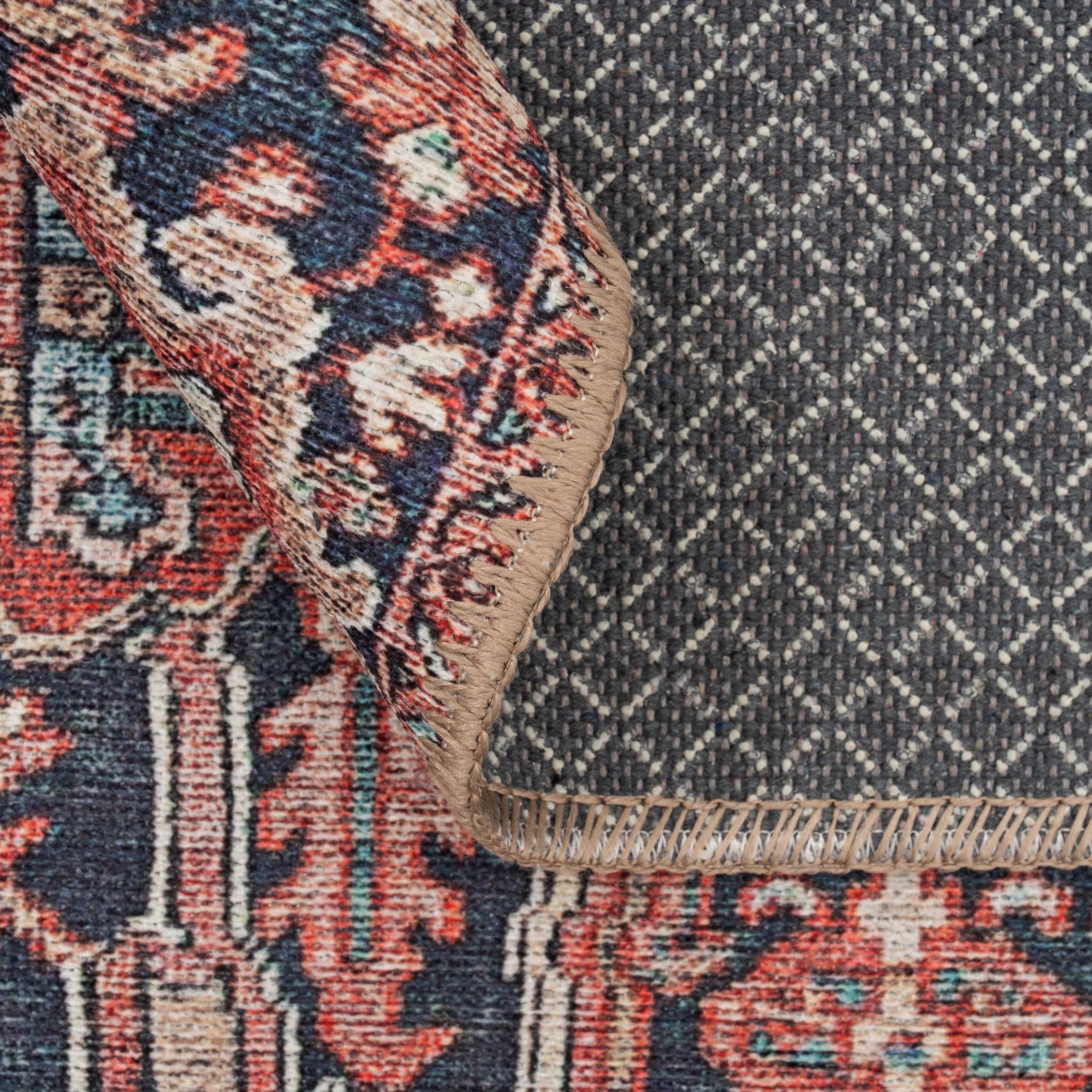 Flatwoven Washable Red Distressed Traditional Runner - Savanna