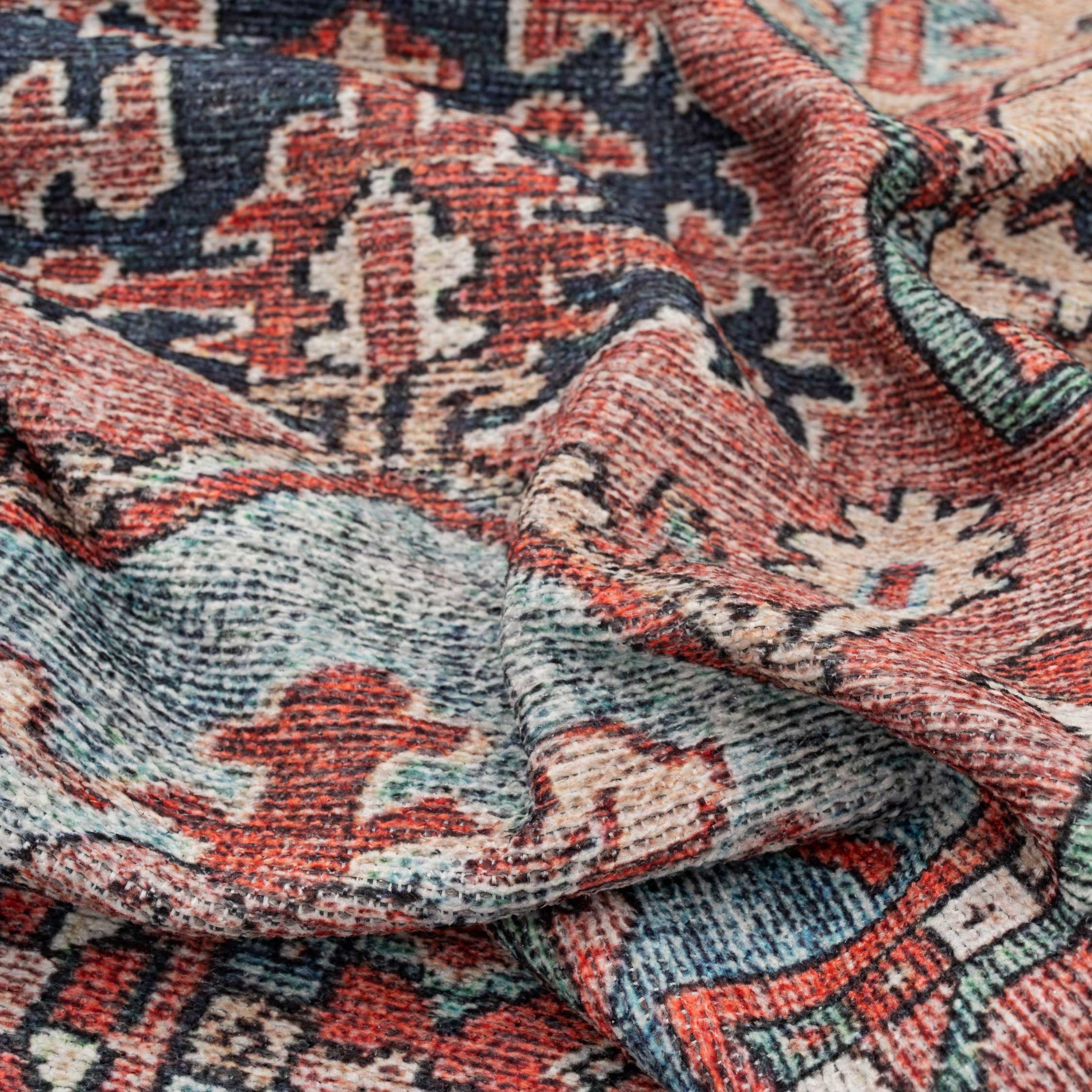 Flatwoven Washable Red Distressed Traditional Runner - Savanna