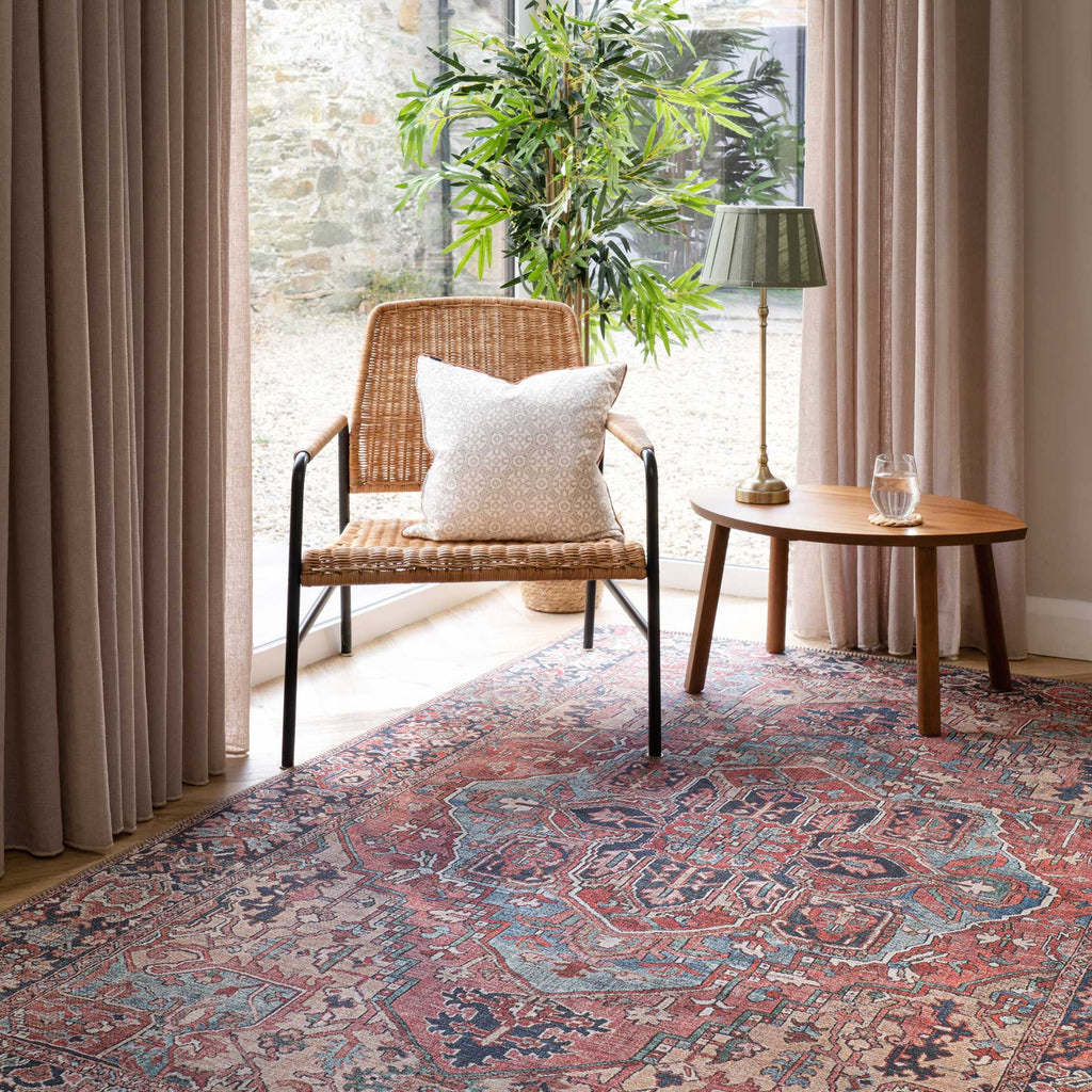 Flatwoven Washable Red Distressed Traditional Runner - Savanna