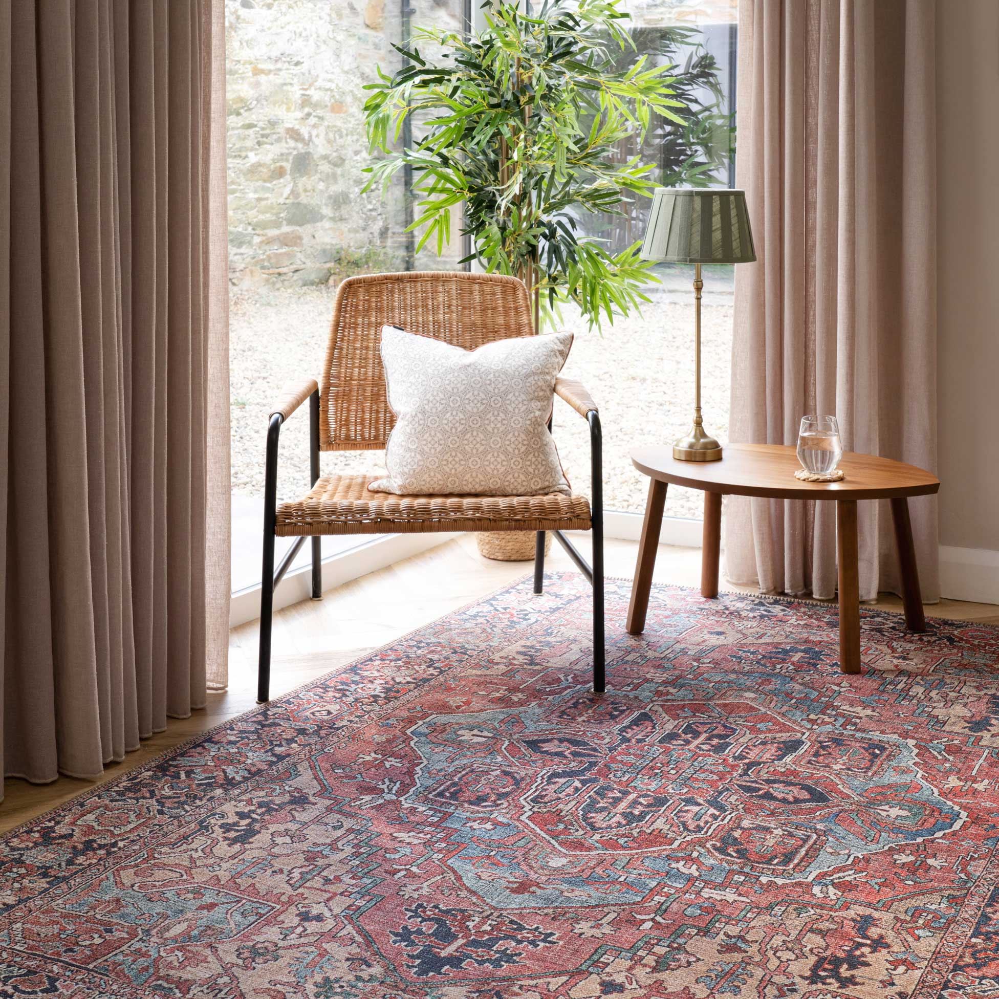 Flatwoven Washable Red Distressed Traditional Runner - Savanna