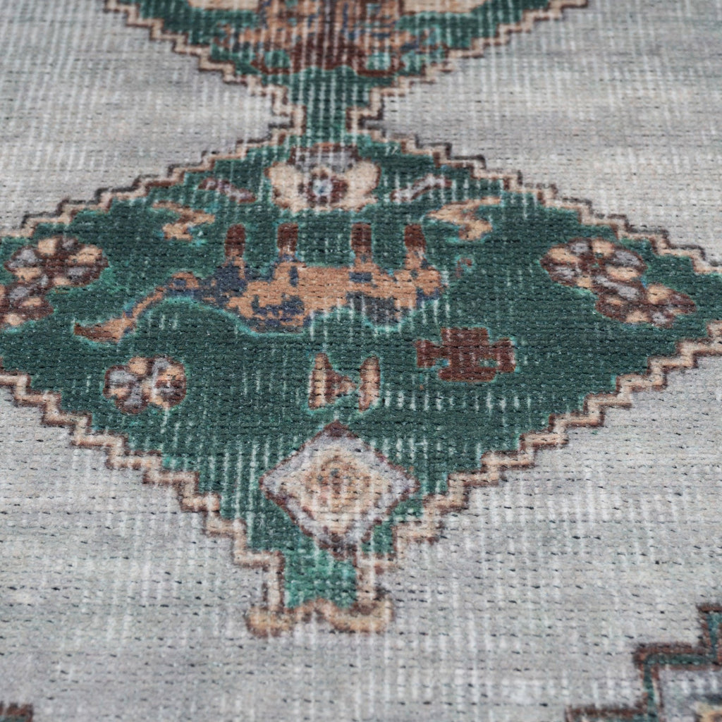 Flatwoven Washable Green Bordered Area Rug - Anton